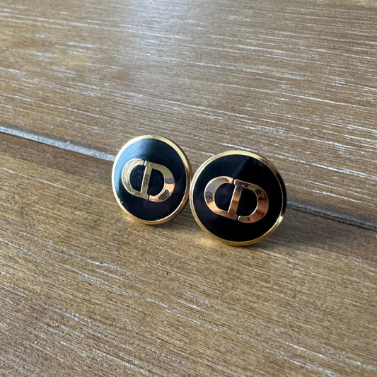 Gold and Black Enamel Light Metal Studs