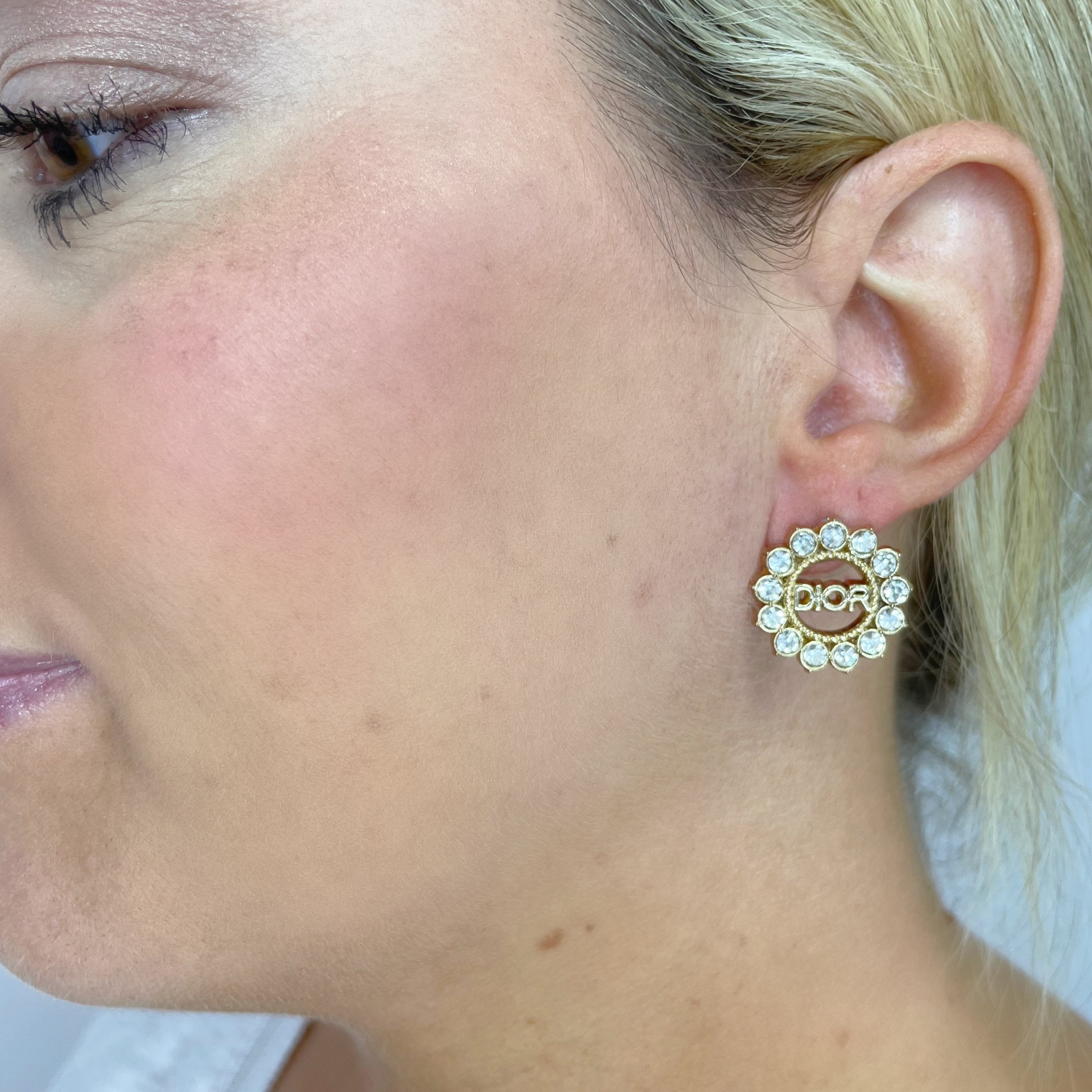 Gold and Crystal Surround Huggies or Stud Earrings