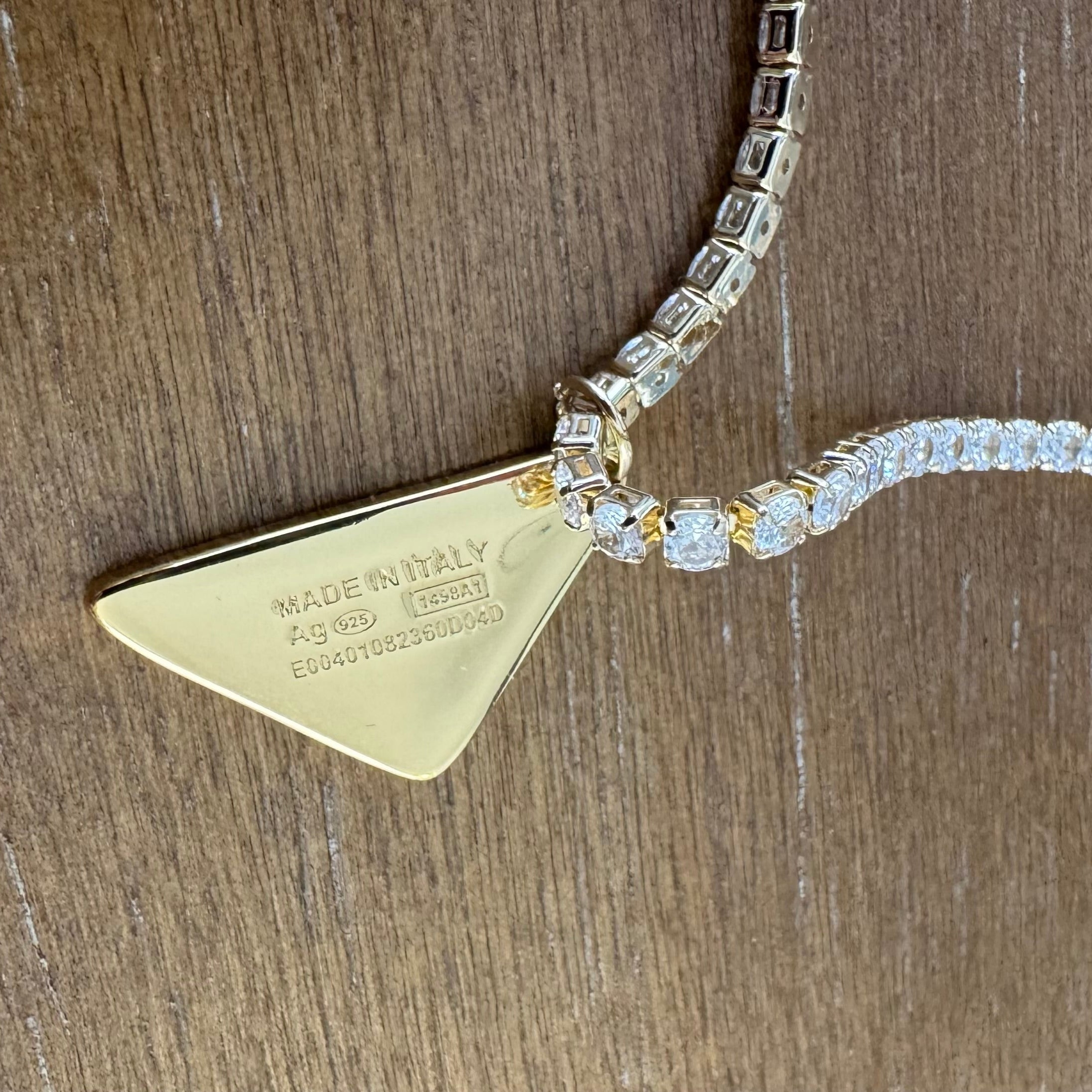 Gold Rhinestone Tag Necklace