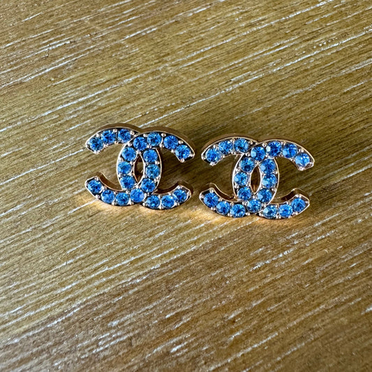 Blue Rhinestone Stud Earrings