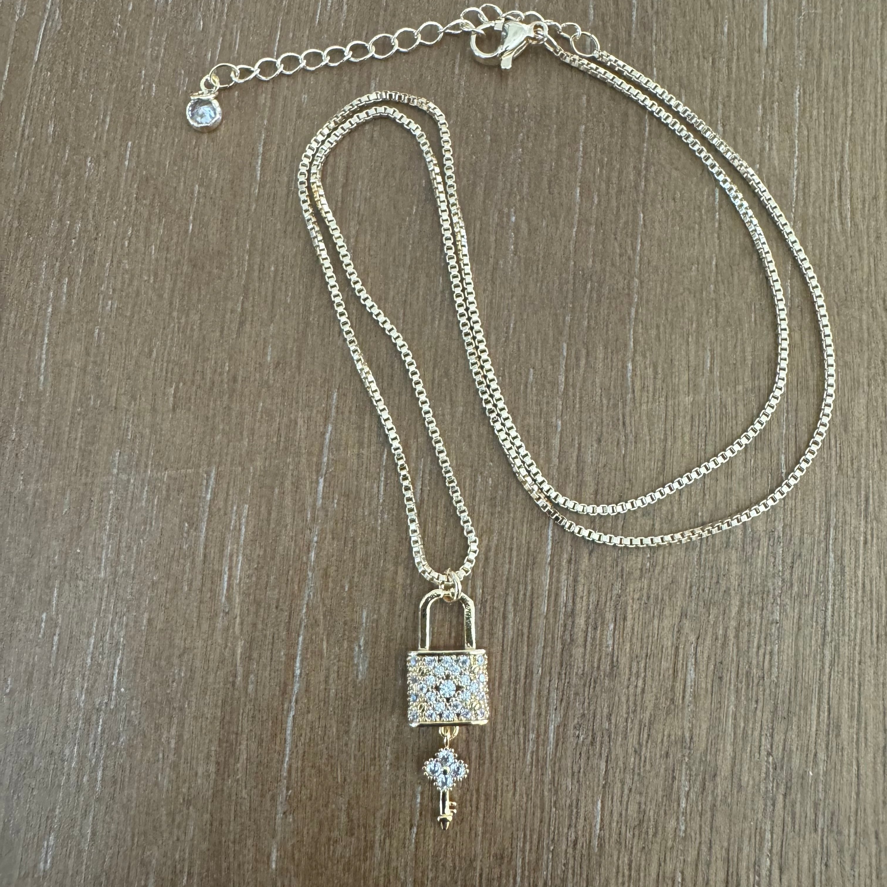 Lock and Key Rhinestone Necklace