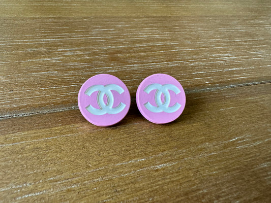 Pink and White Stud Earrings