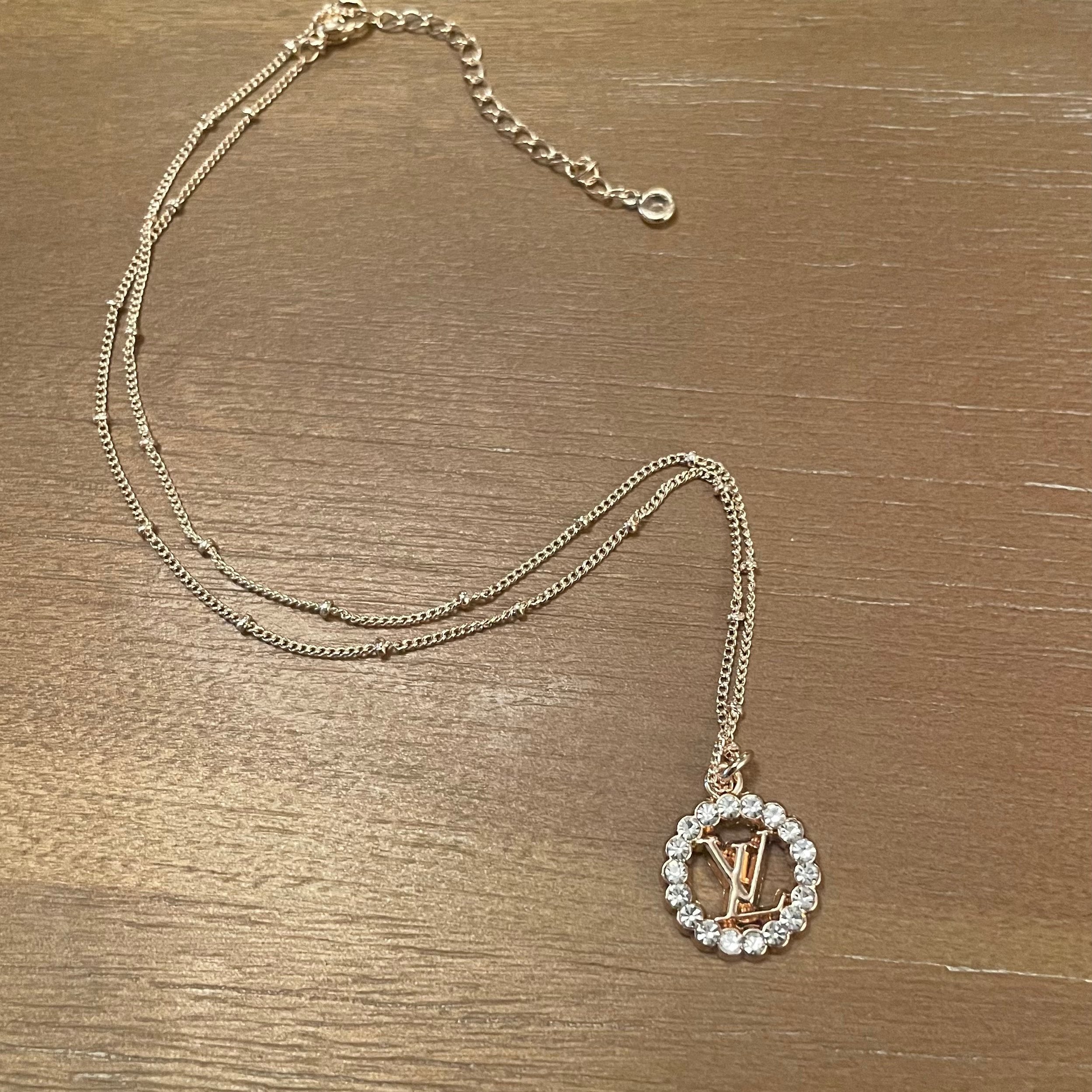 Gold and Rhinestone Surround Monogram Necklace