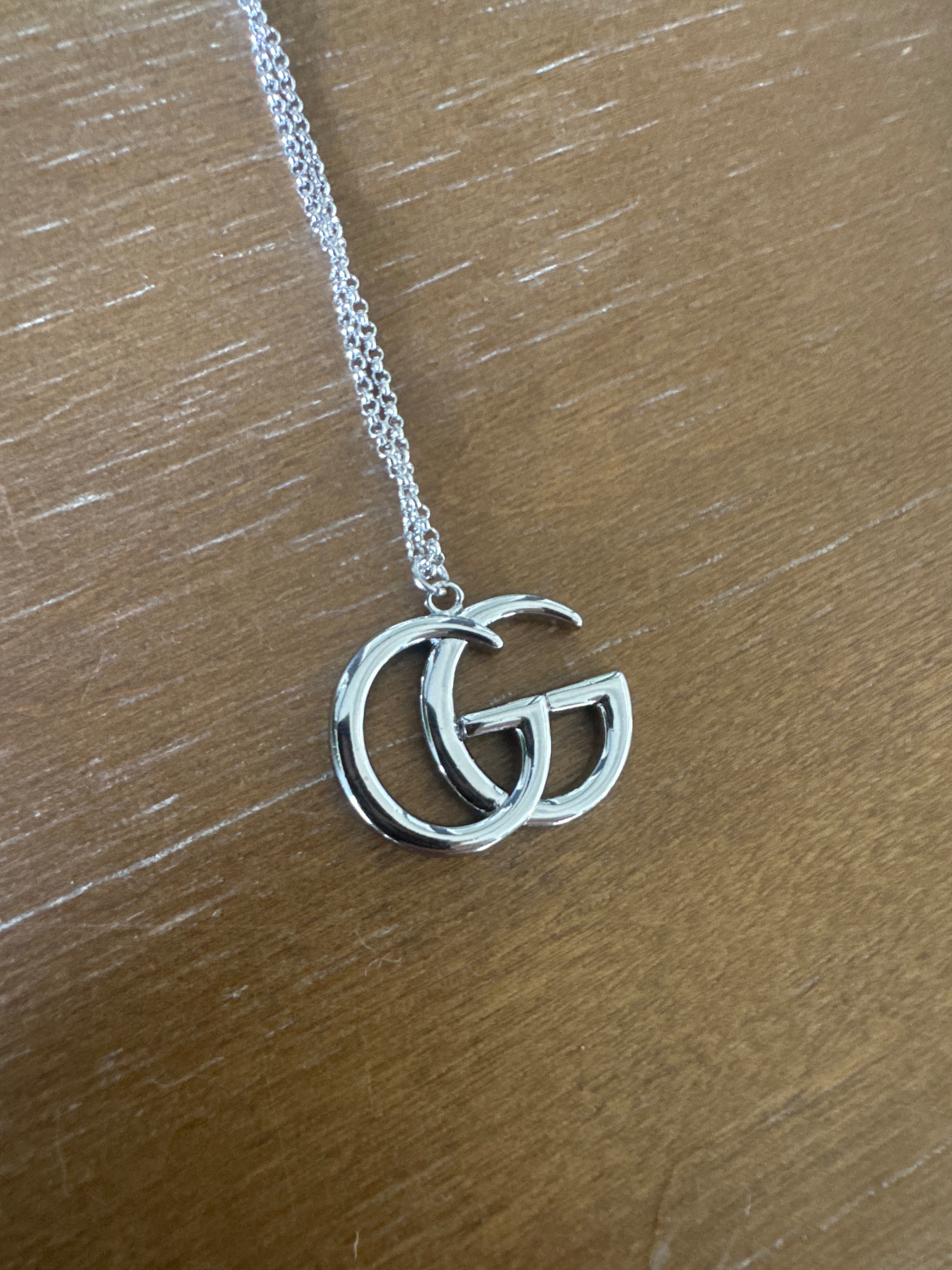 Silver Large Monogram Necklace