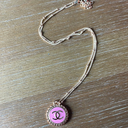 Pink Button Necklace