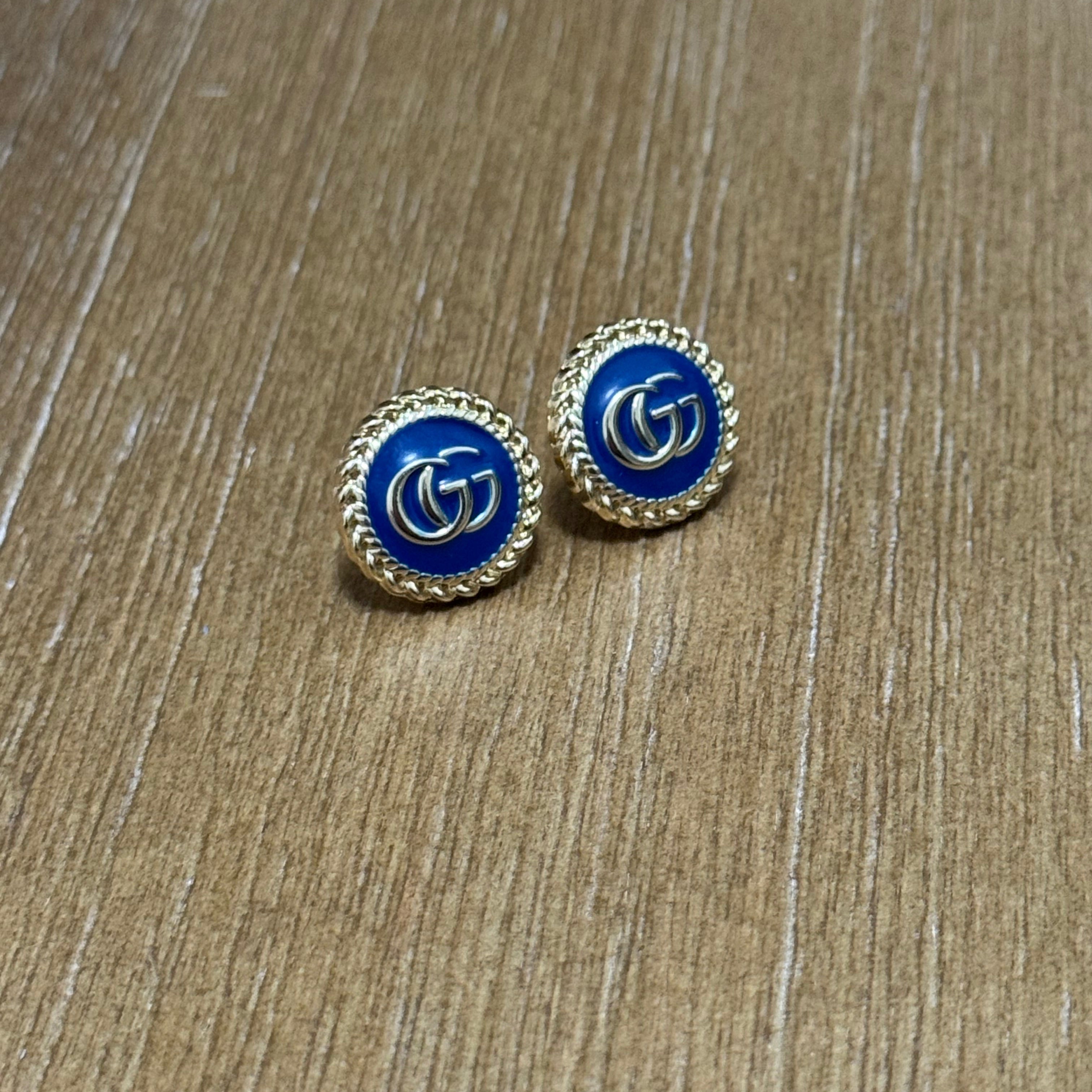 Royal Blue Button Earrings