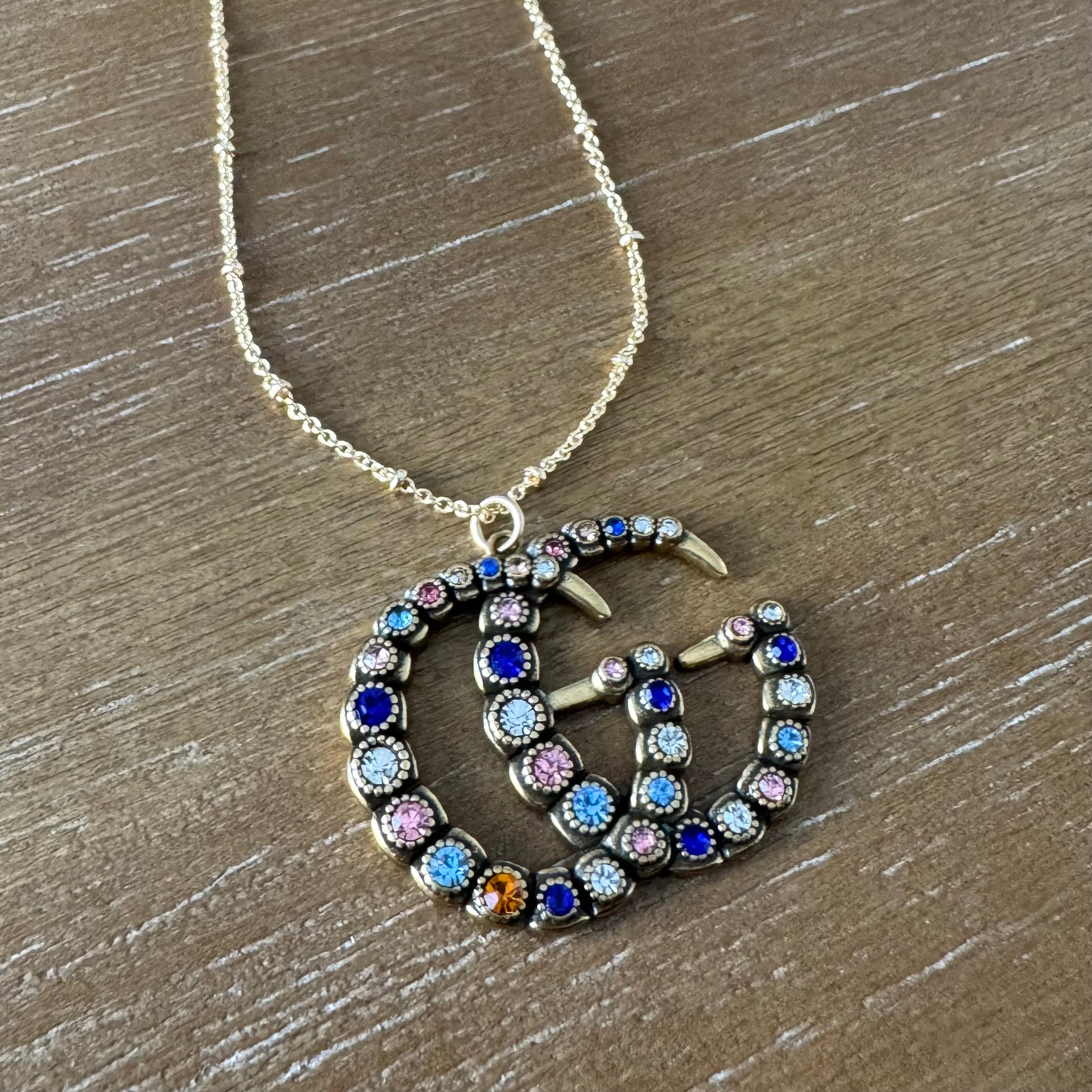 Double Monogram Gem Necklace