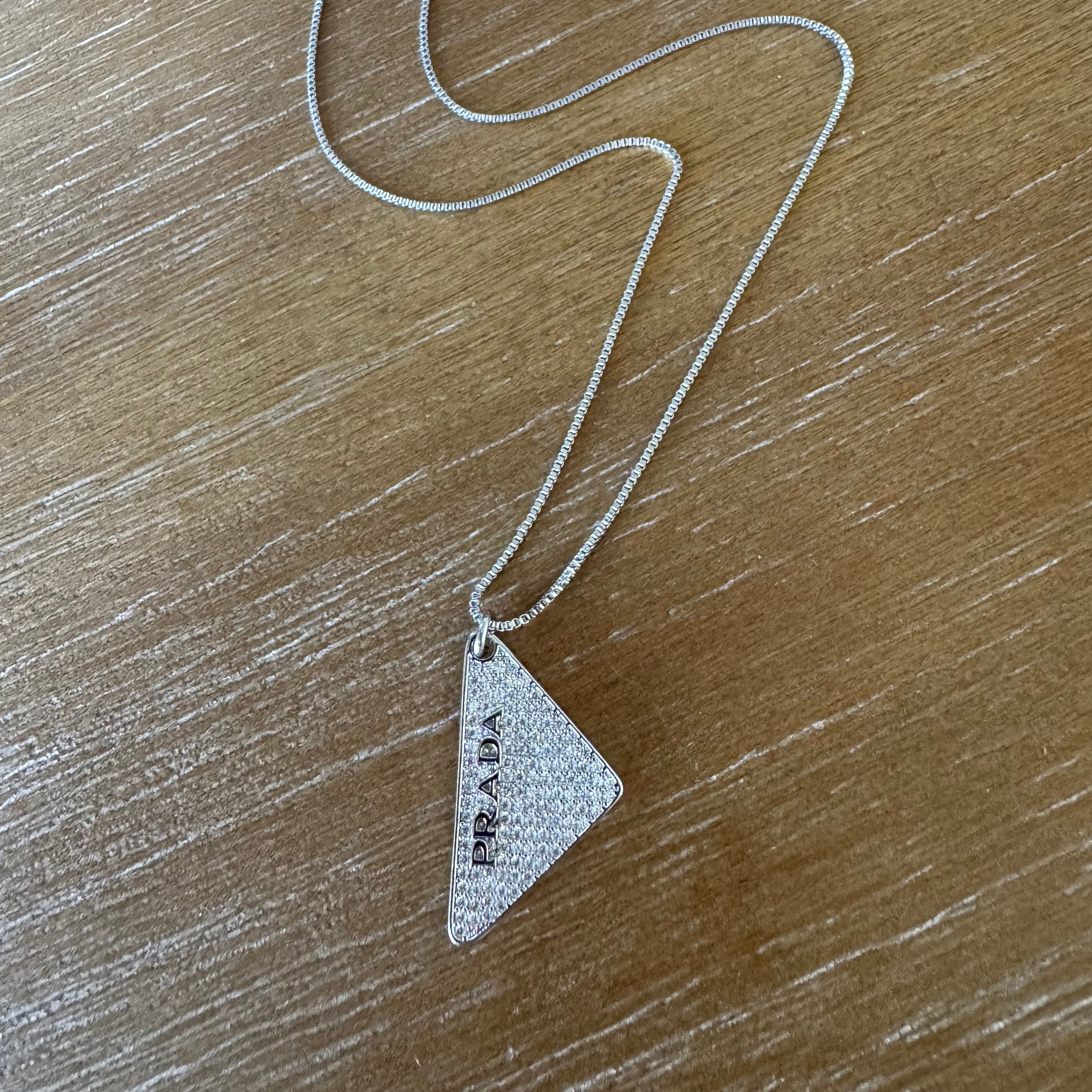 Silver and Pave Tag Necklace