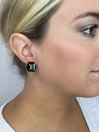 Black and Gold Enamel Studs