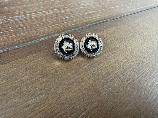 Gold and Black small Medusa Stud Earrings