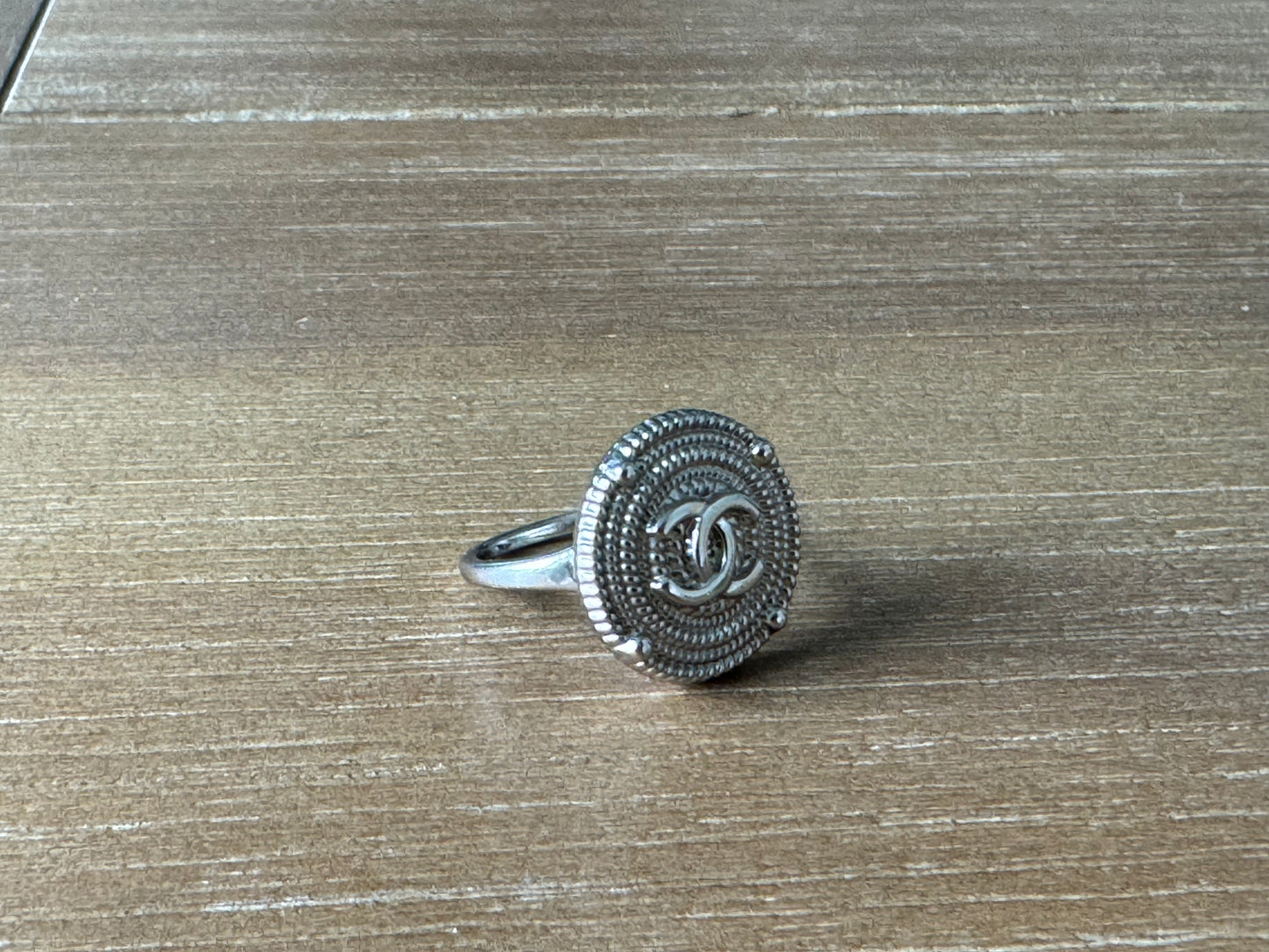 Silver Classic Button Ring