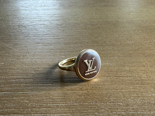 Brown and Gold Monogram Ring