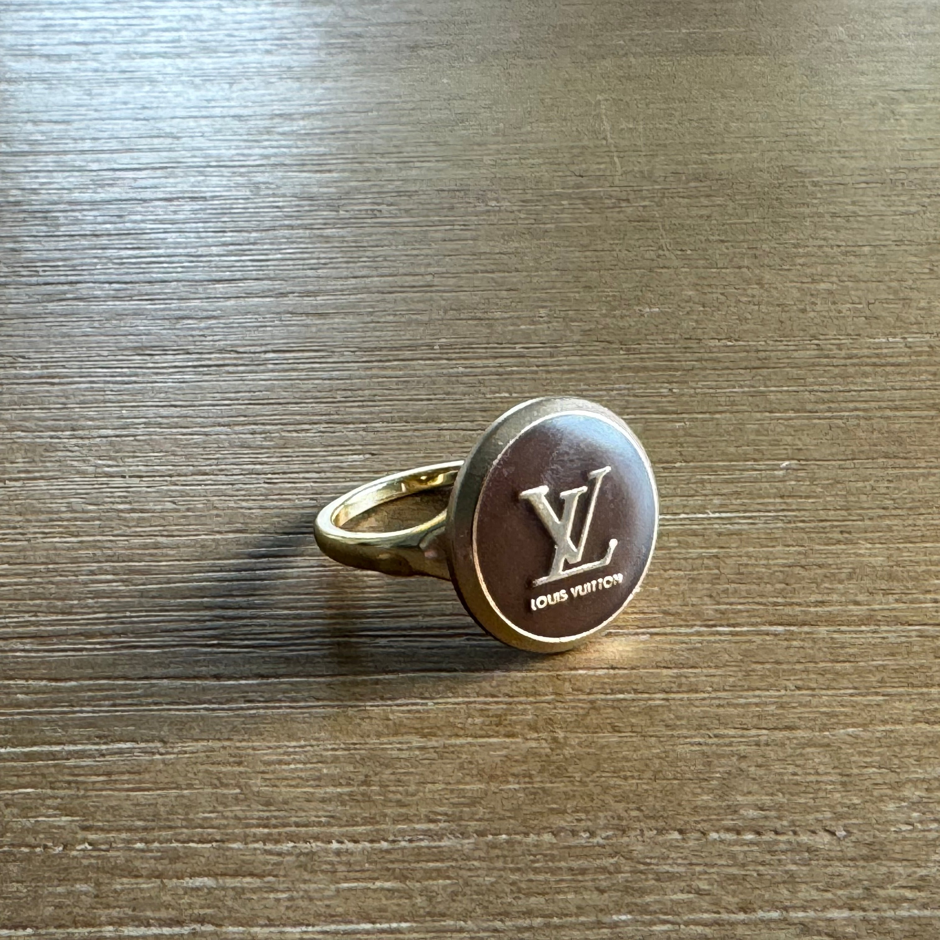 Brown and Gold Monogram Ring