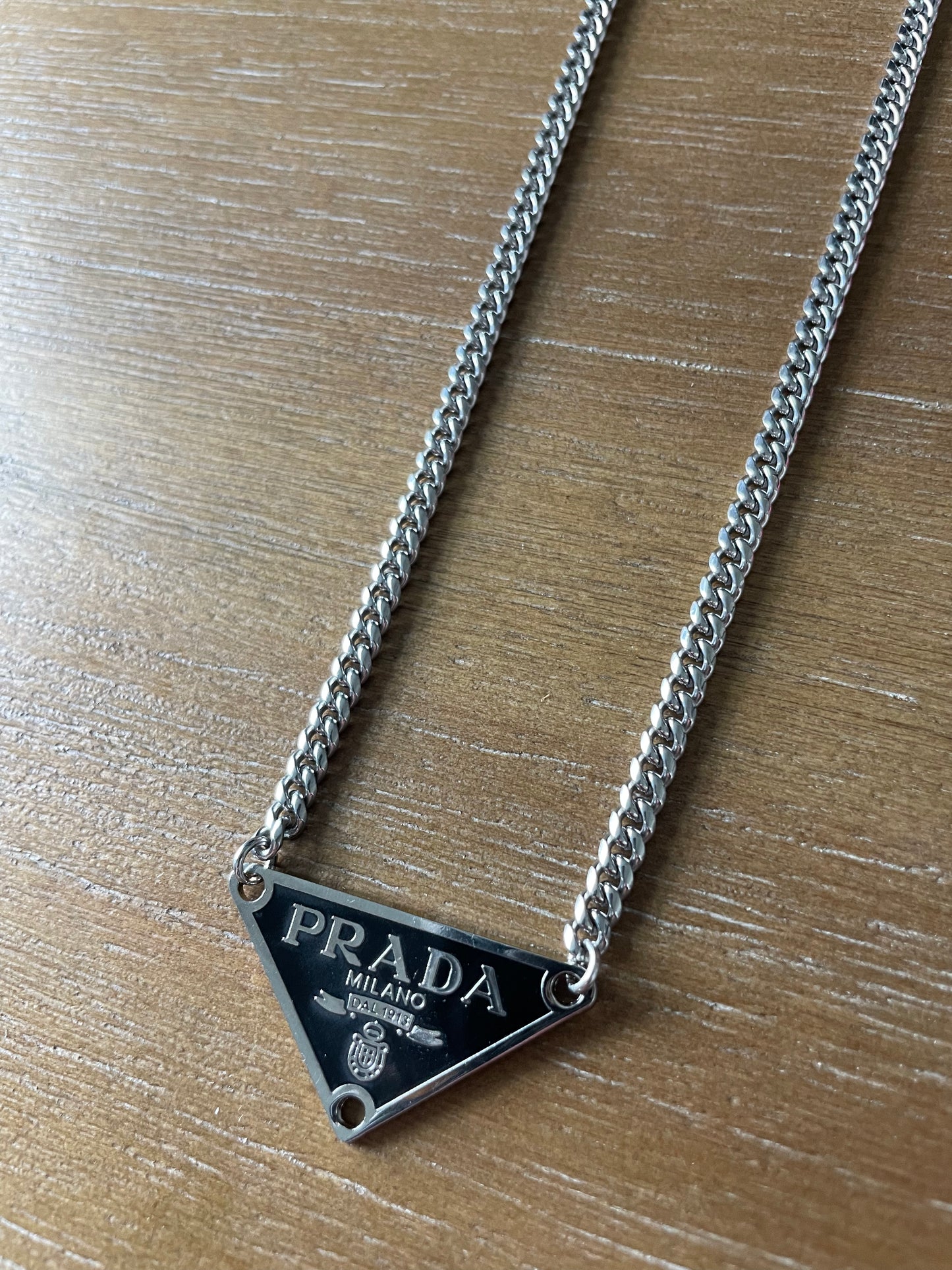 Silver and Black Tag Necklace
