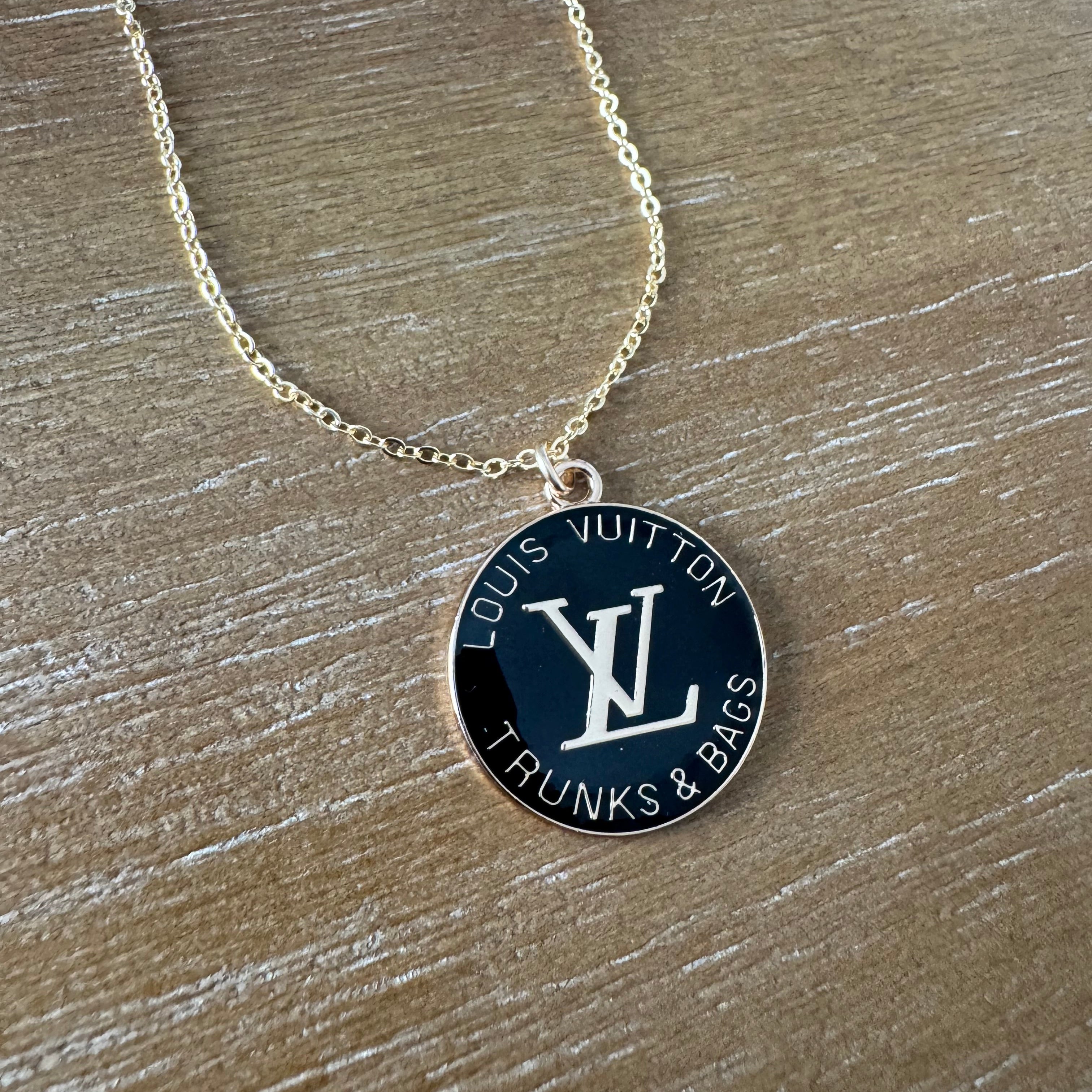 Black Enamel Medallion Necklace