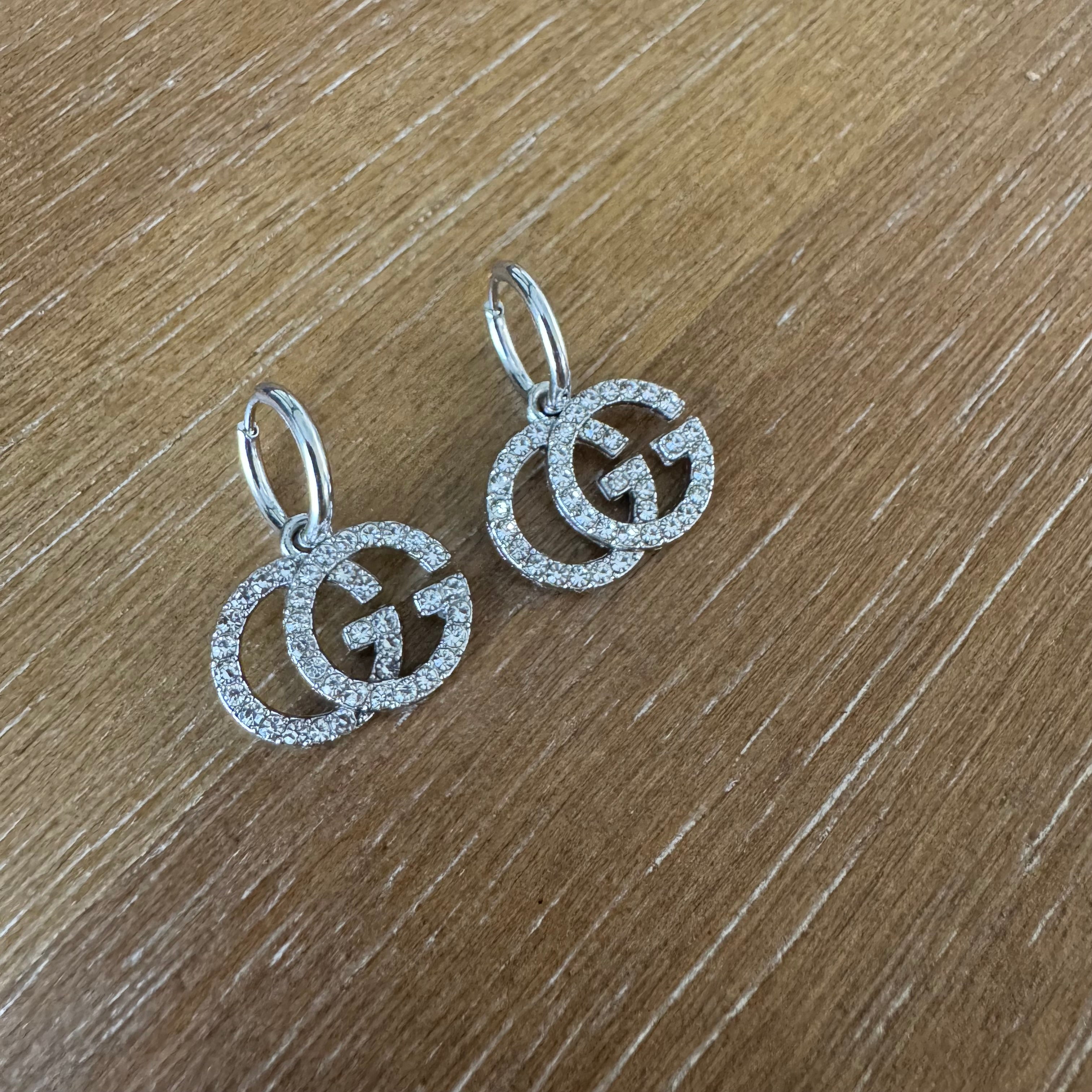 Silver Rhinestone Monogram Earrings