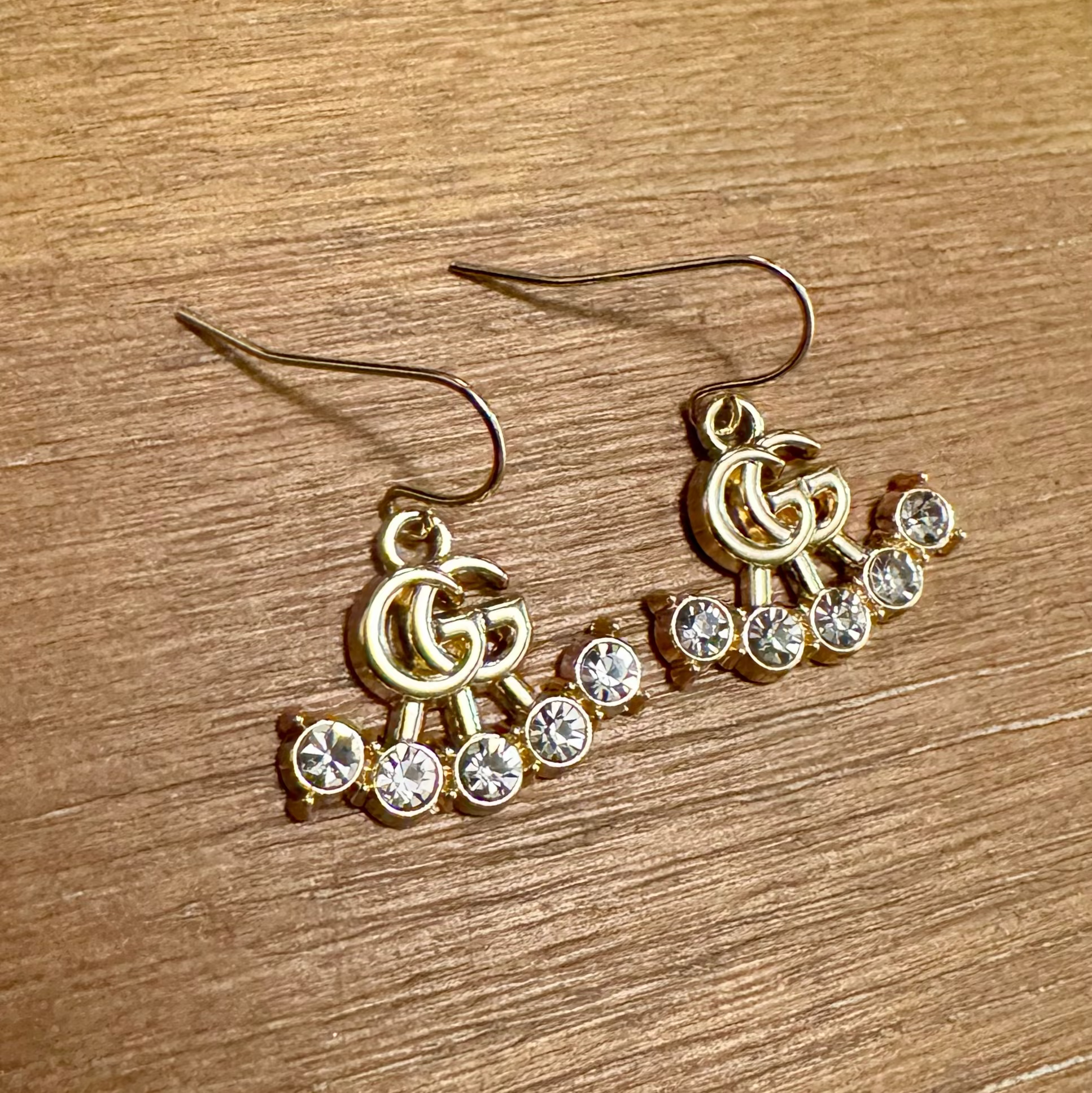 Gold Monogram Rhinestone Dangle