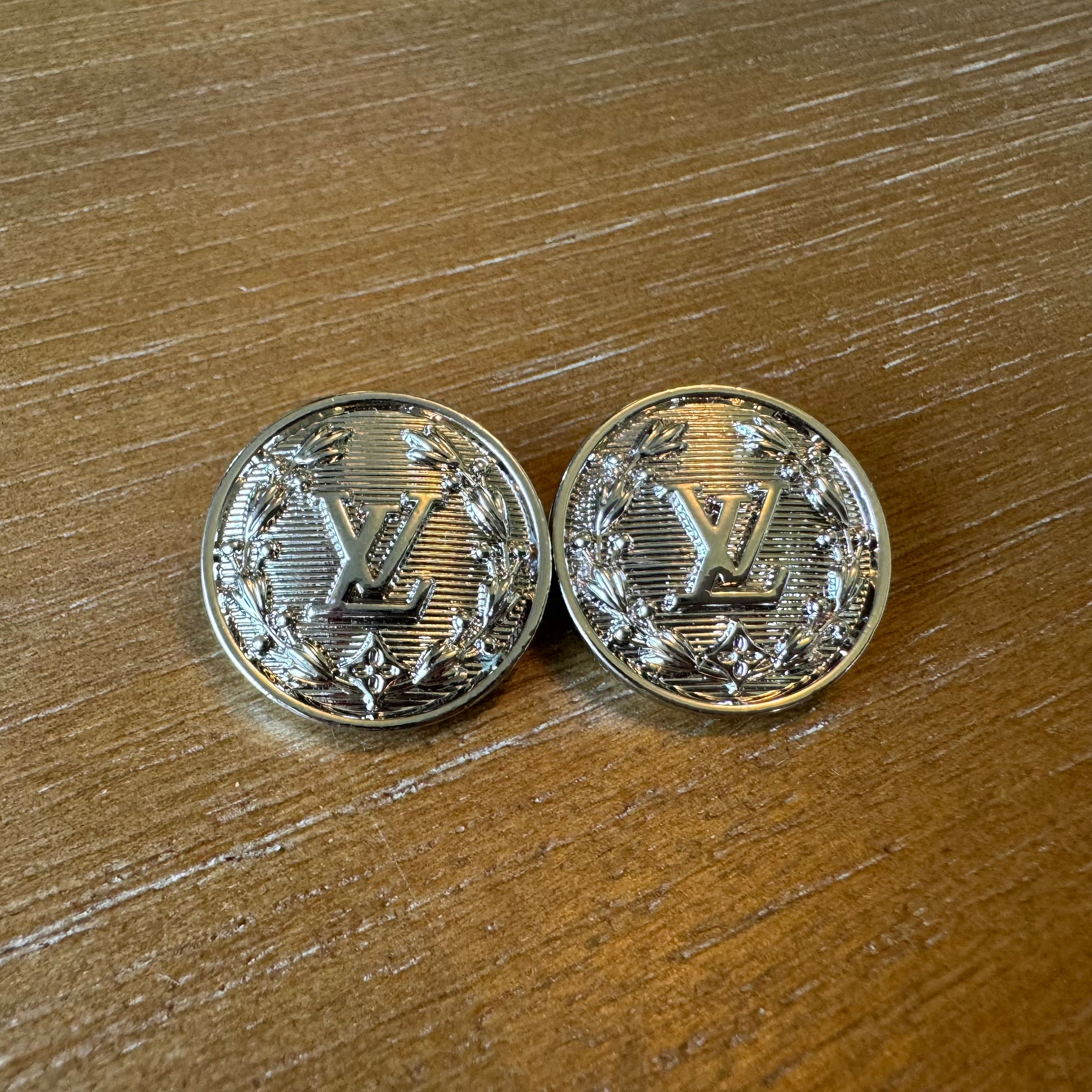 Large Silver Round Stud Earrings