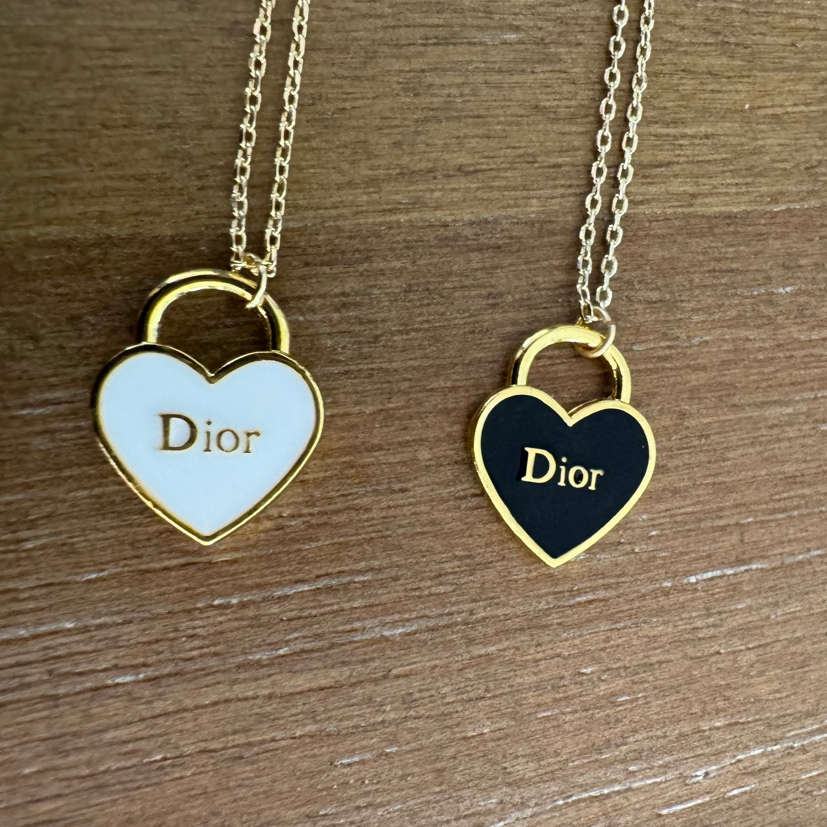 Black and Yellow Gold Heart Necklace