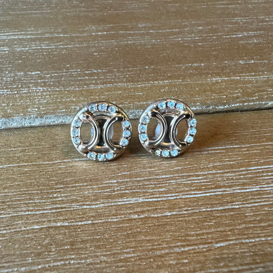 Gold and Rhinestone Mini Stud Earrings