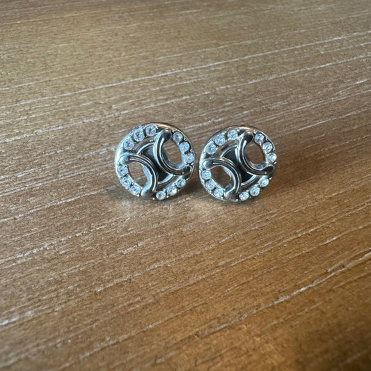 Silver and Rhinestone Mini Stud Earrings