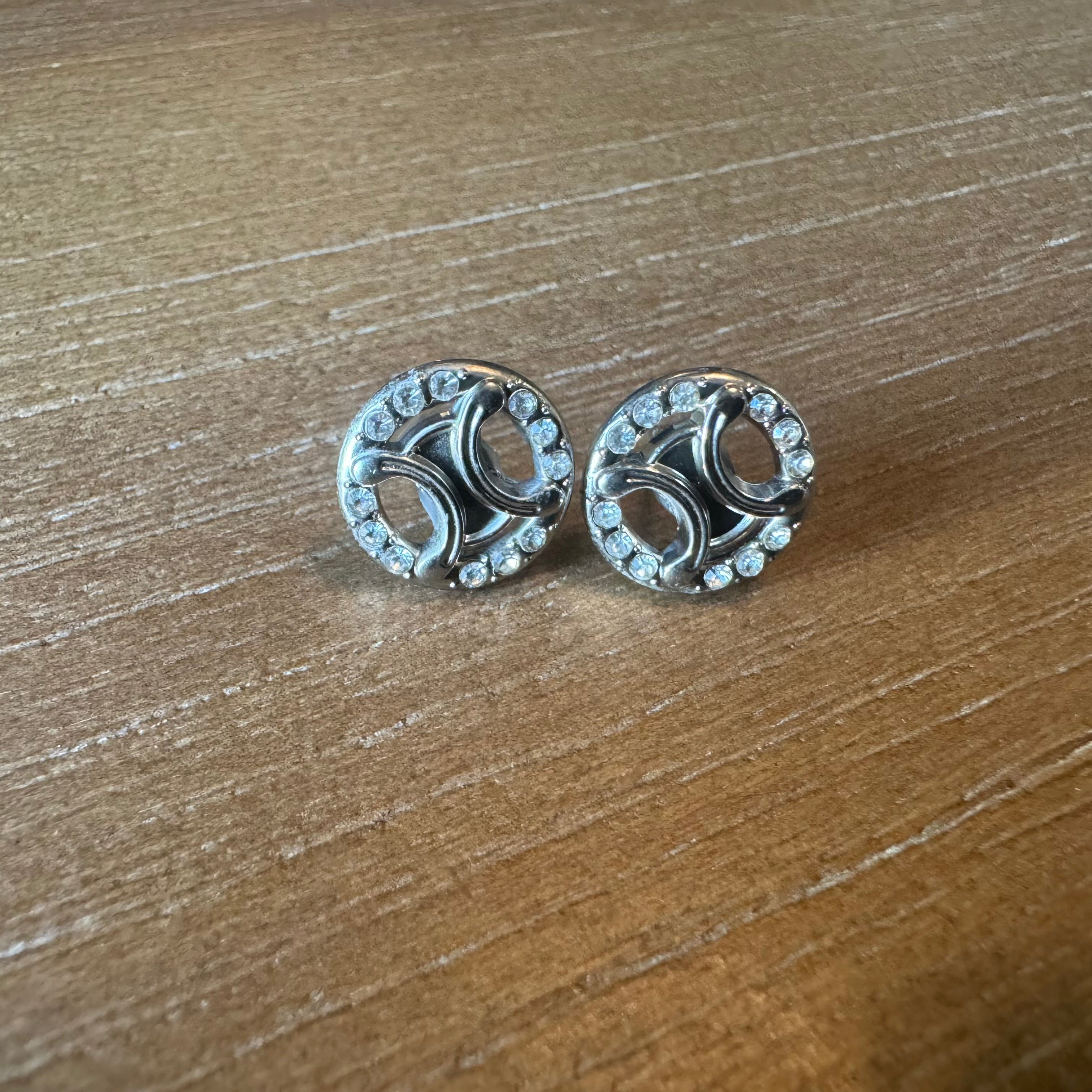 Silver and Rhinestone Mini Stud Earrings