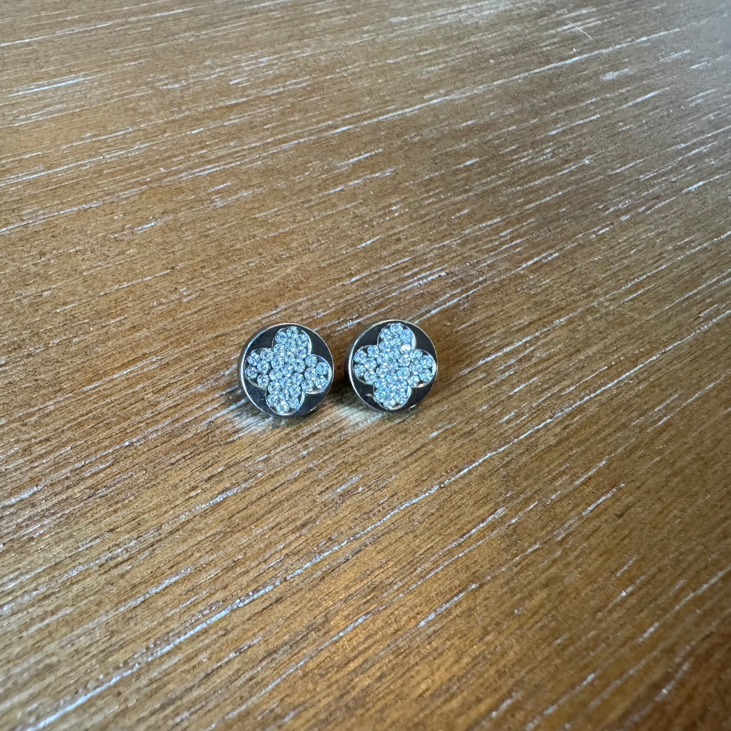 Round Silver Rhinestone Mini Studs