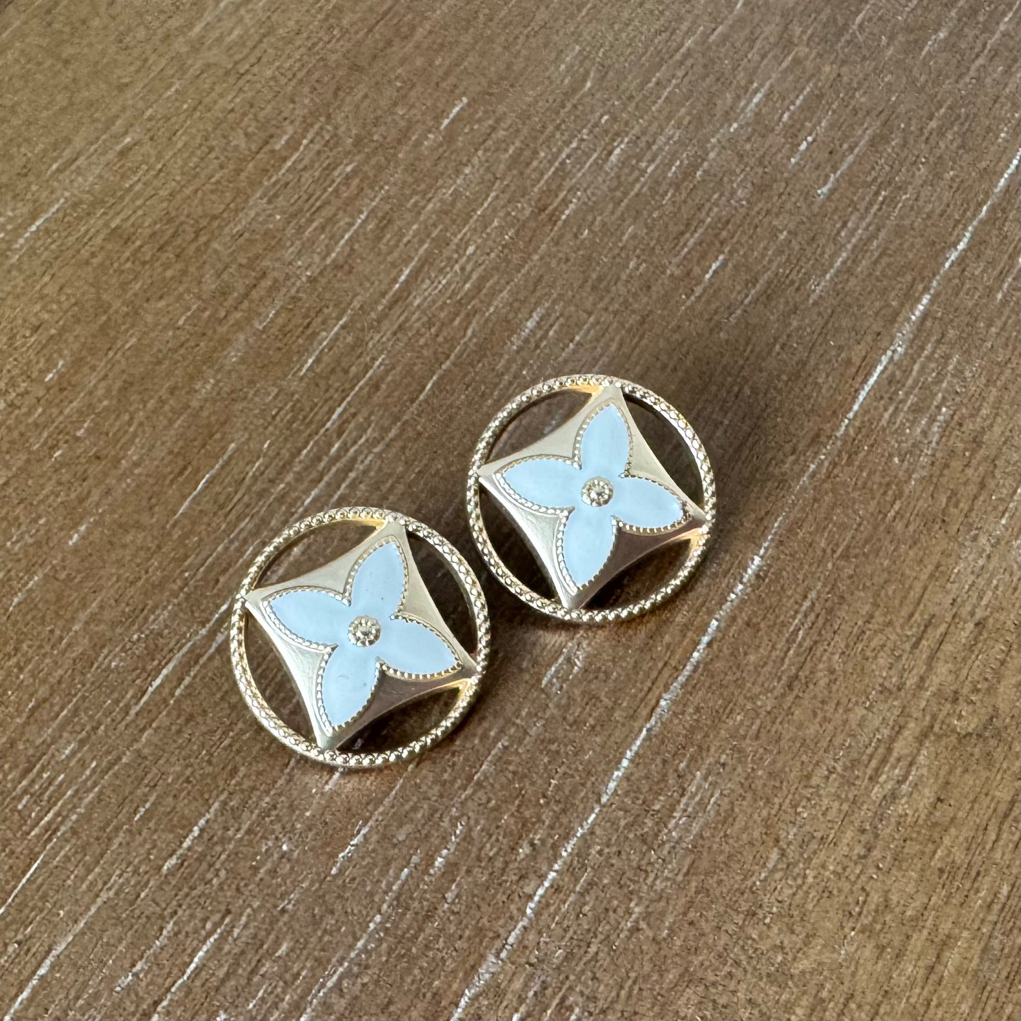 Gold and White Enamel Cutout