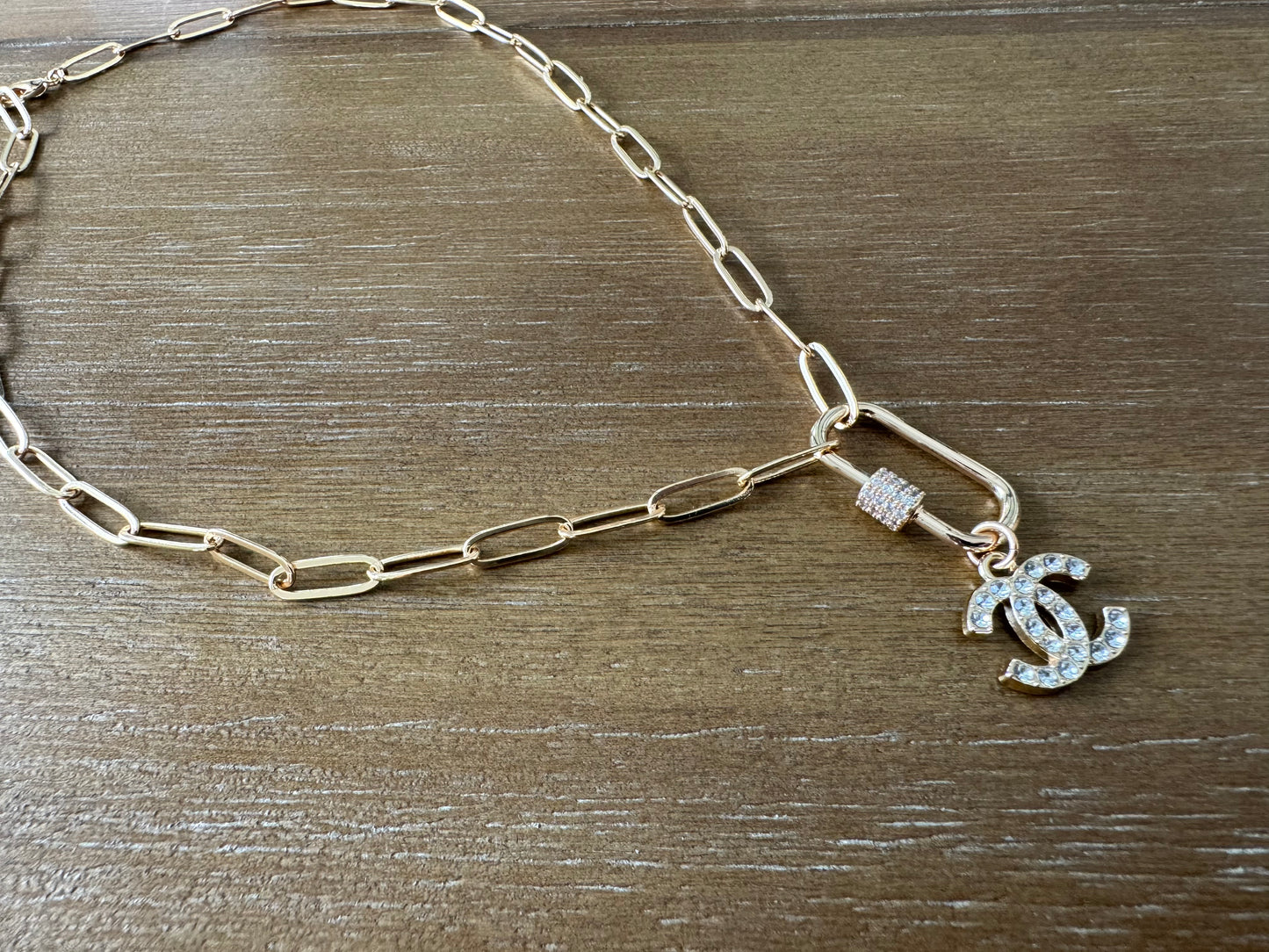 Rhinestone Carabiner Necklace