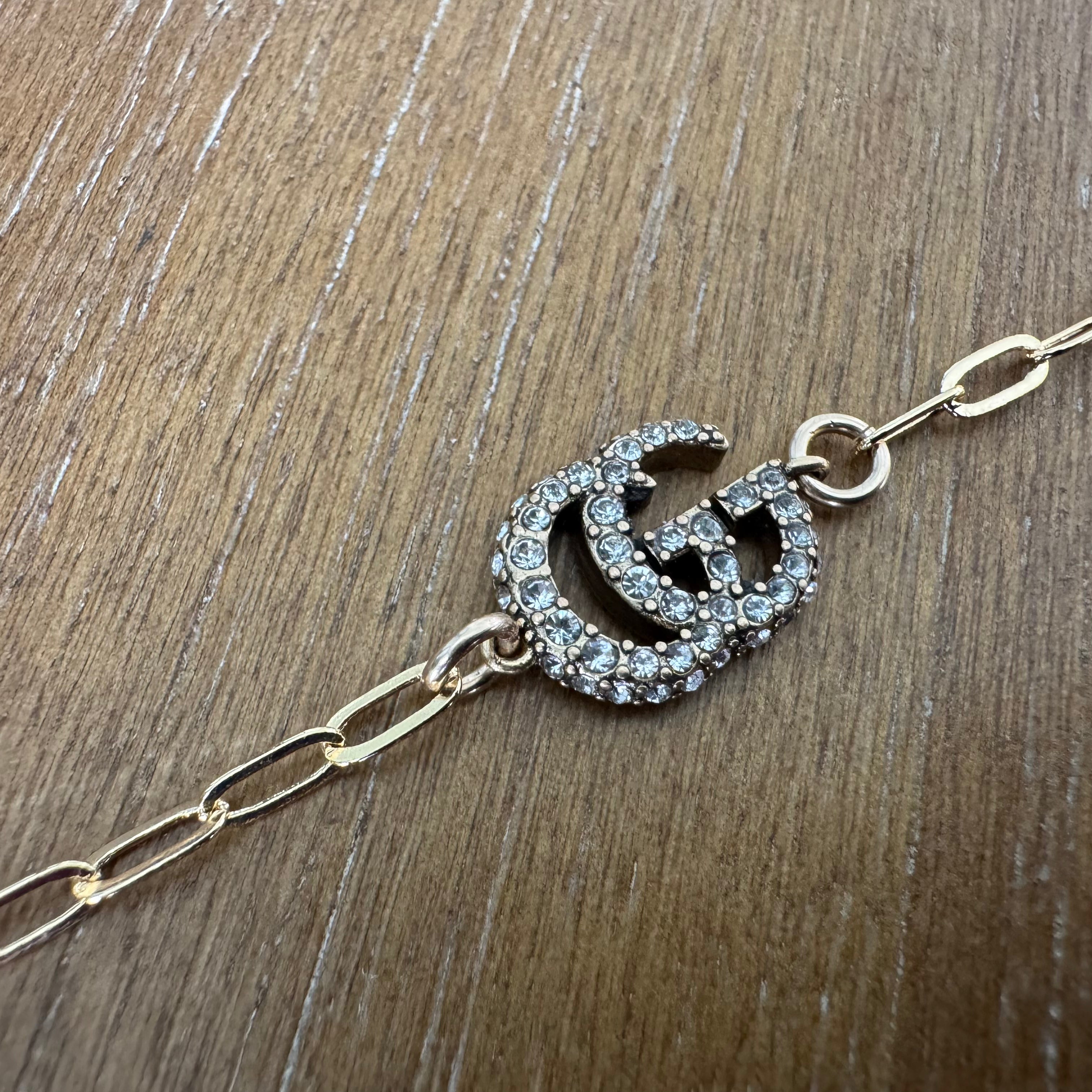 Rhinestone Monogram Paperclip Necklace