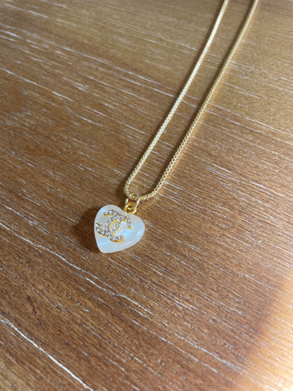 Heart Enamel and Crystal Necklace