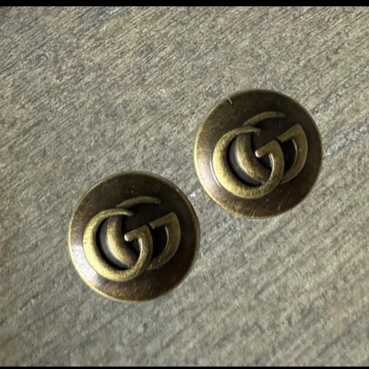 Bronze Mini Monogram Stud Earrings