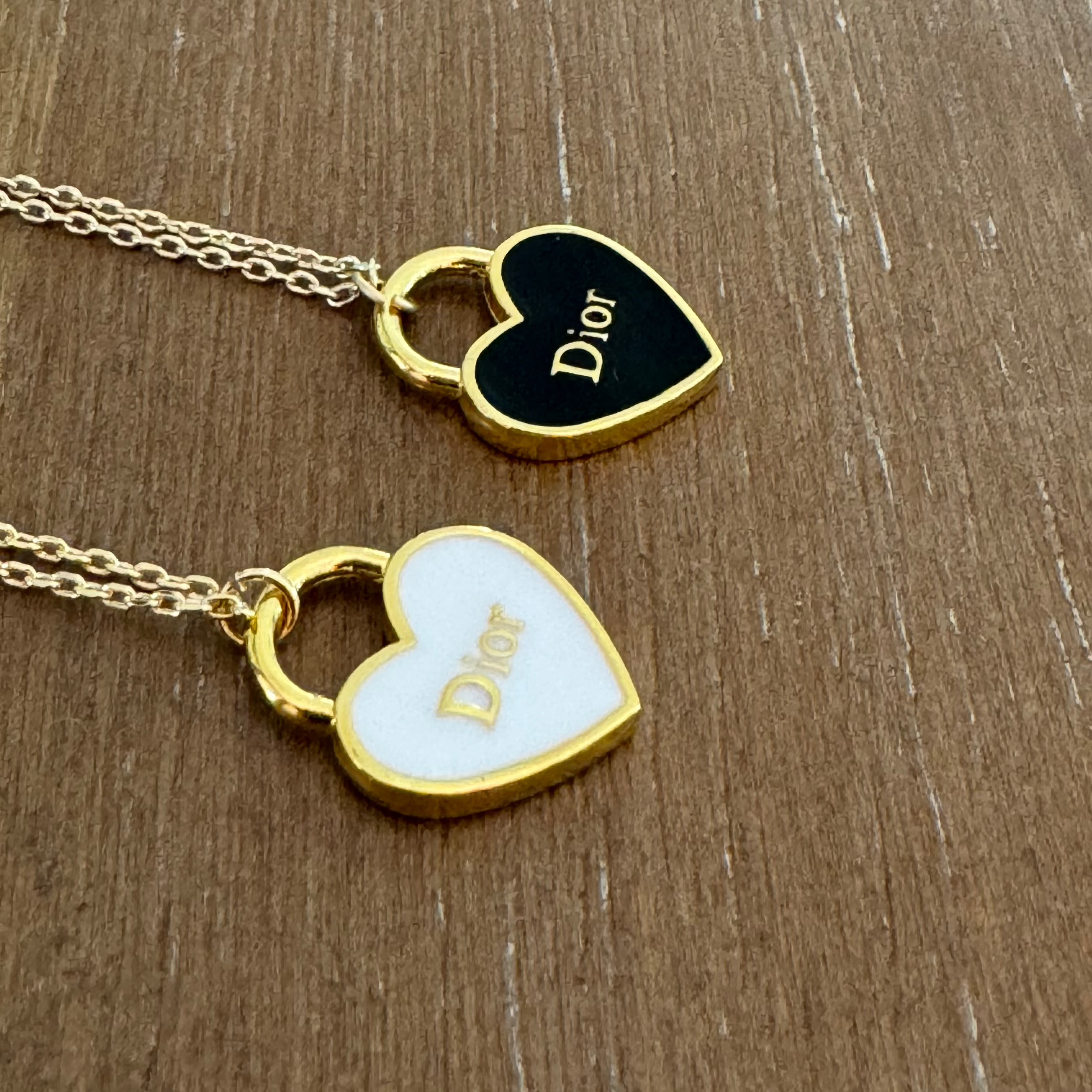 Black and Yellow Gold Heart Necklace