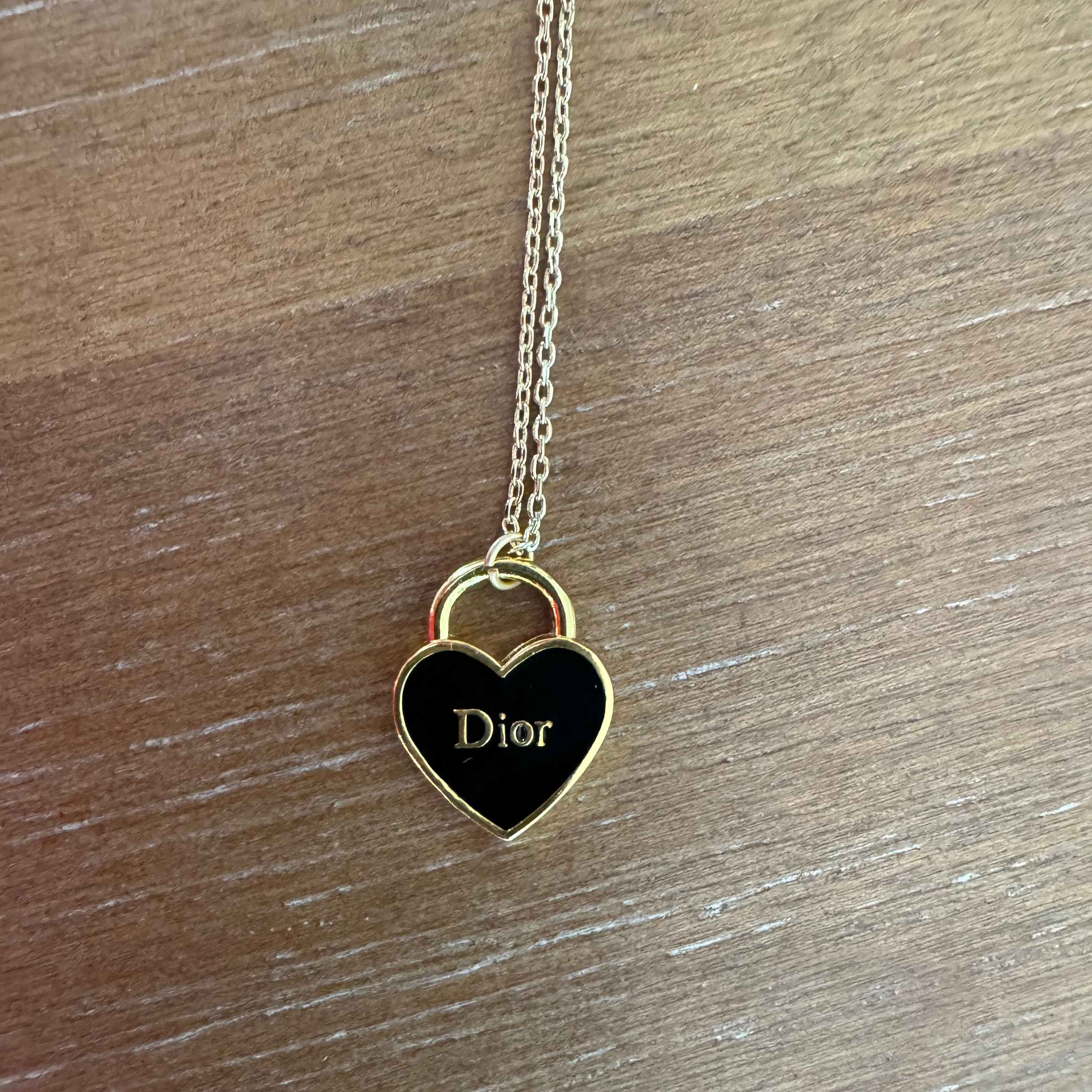 Black and Yellow Gold Heart Necklace