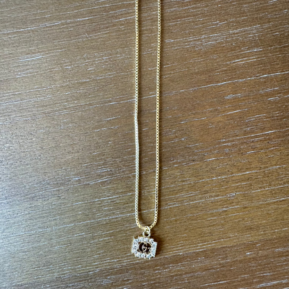 Mini Monogram Gold and Rhinestone Necklace