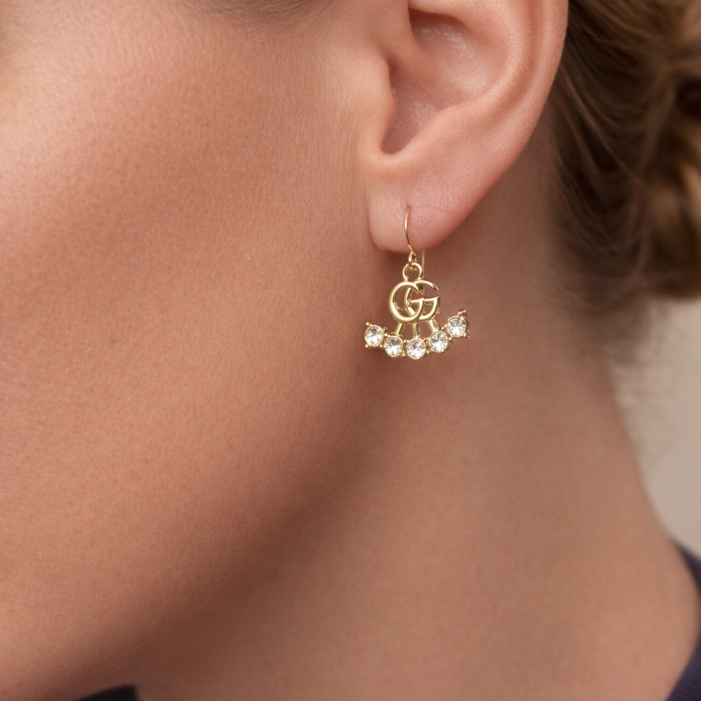 Gold Monogram Rhinestone Dangle