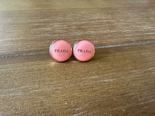 Pink Enamel Name Stud Earrings