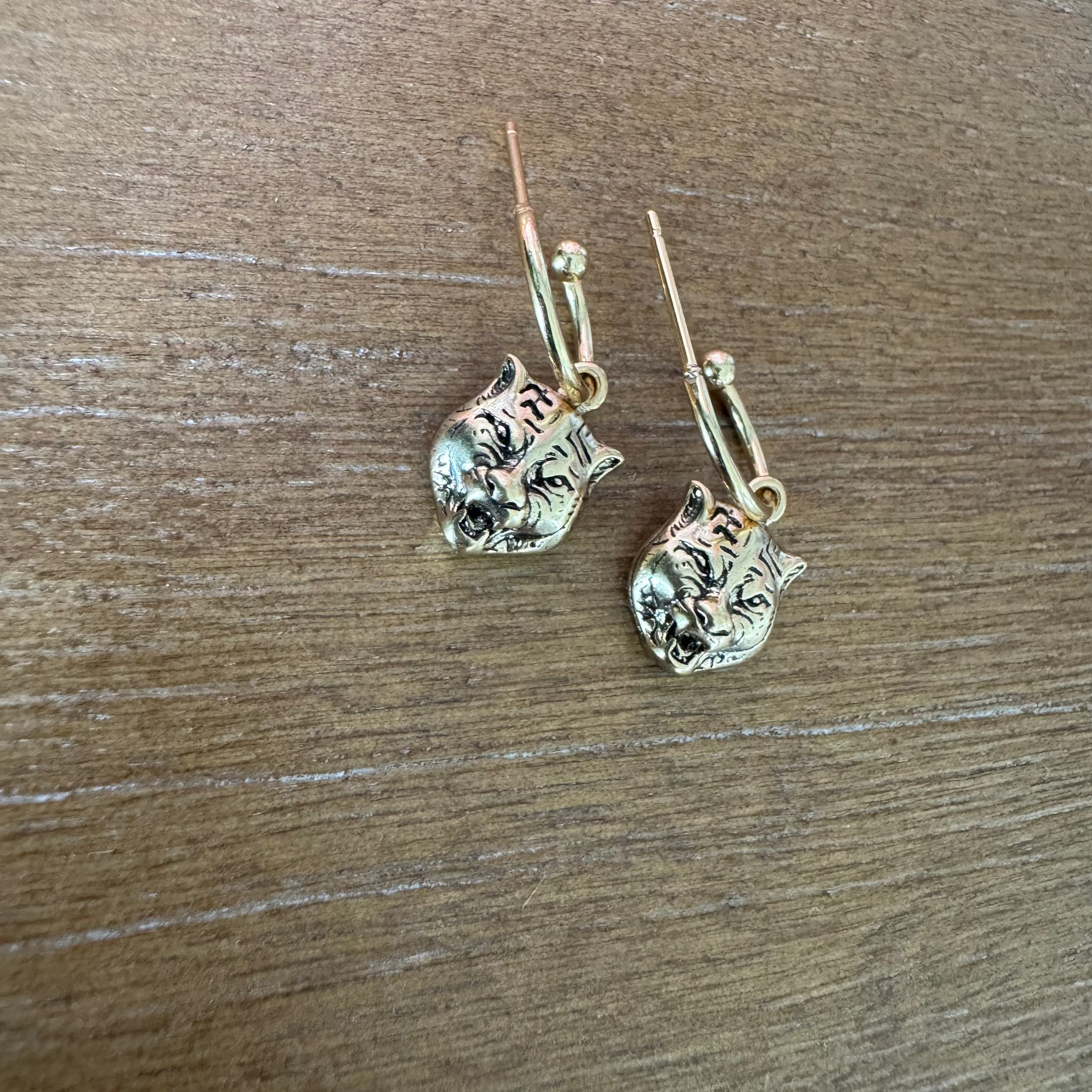 Gold Tiger Head Hoops