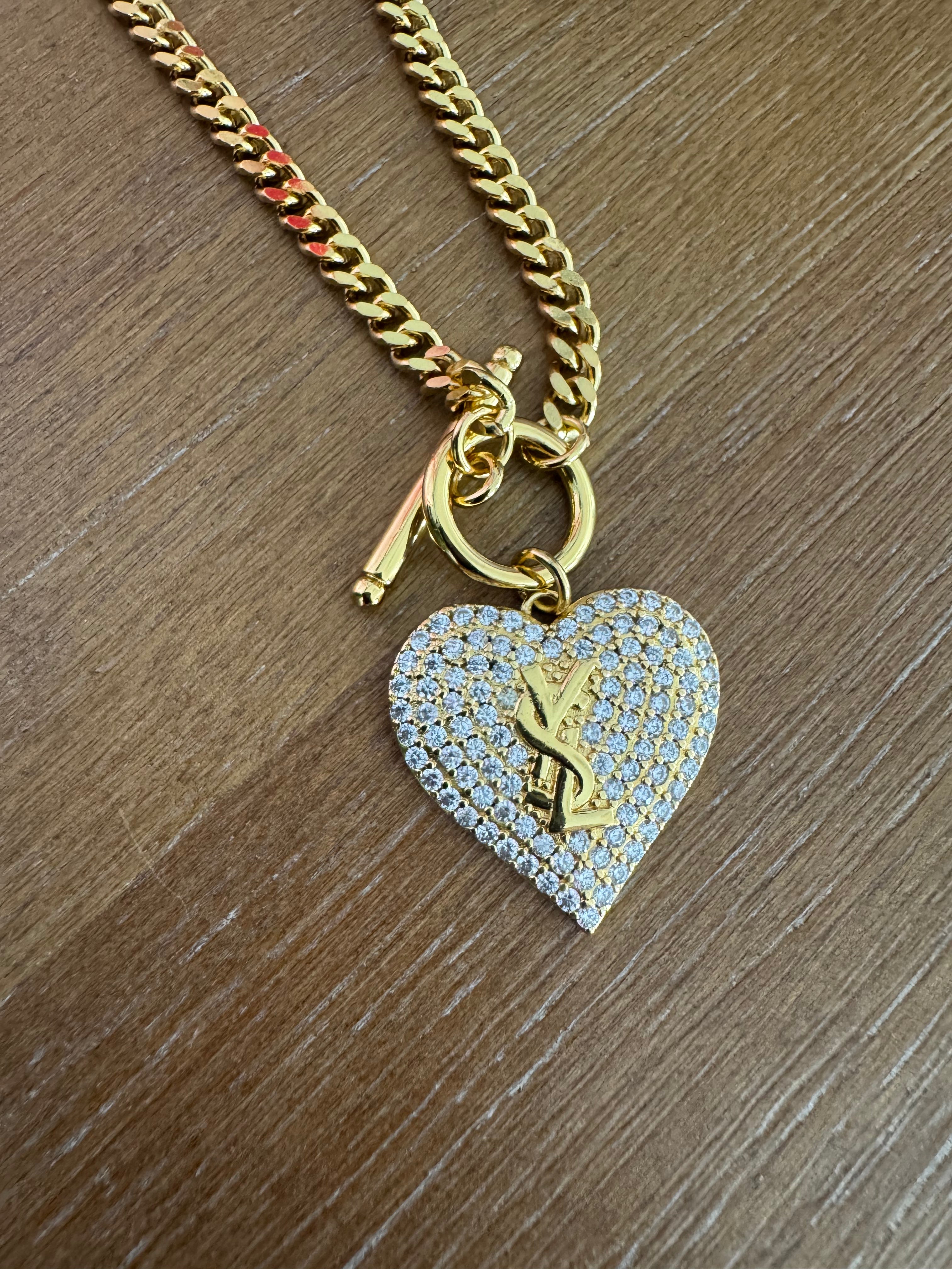 Heart Rhinestone Toggle Necklace