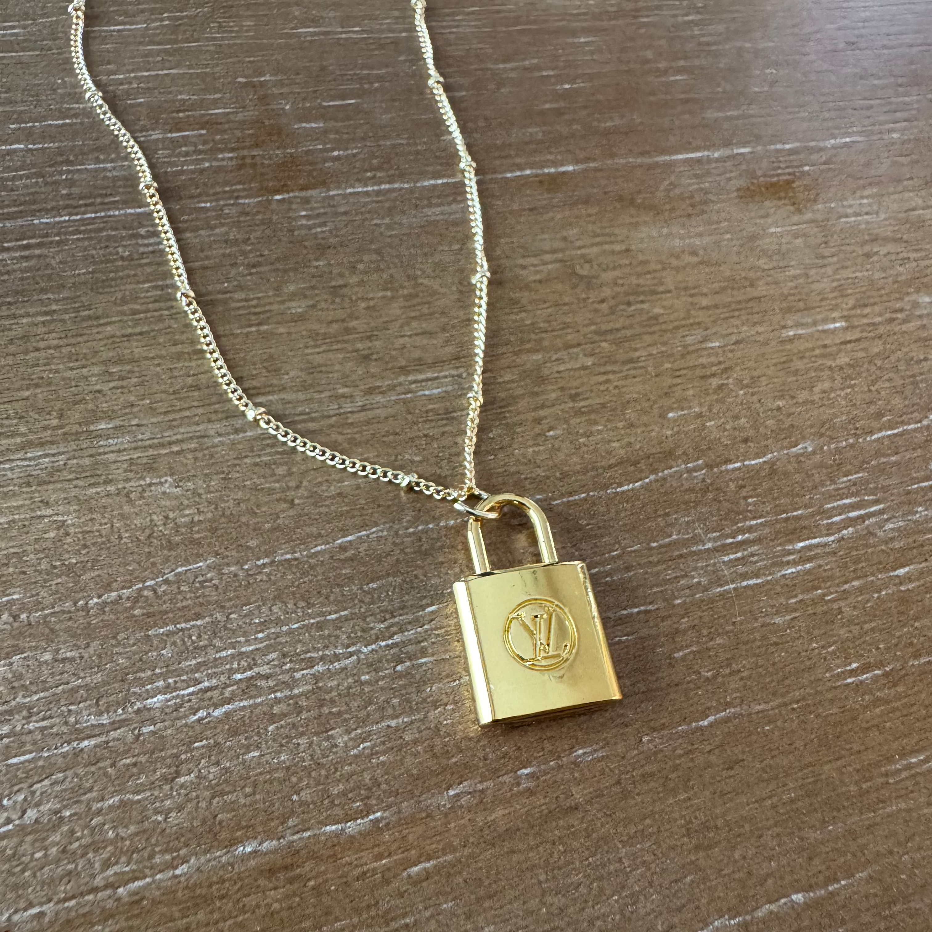 Gold Circle Monogram Lock Necklace