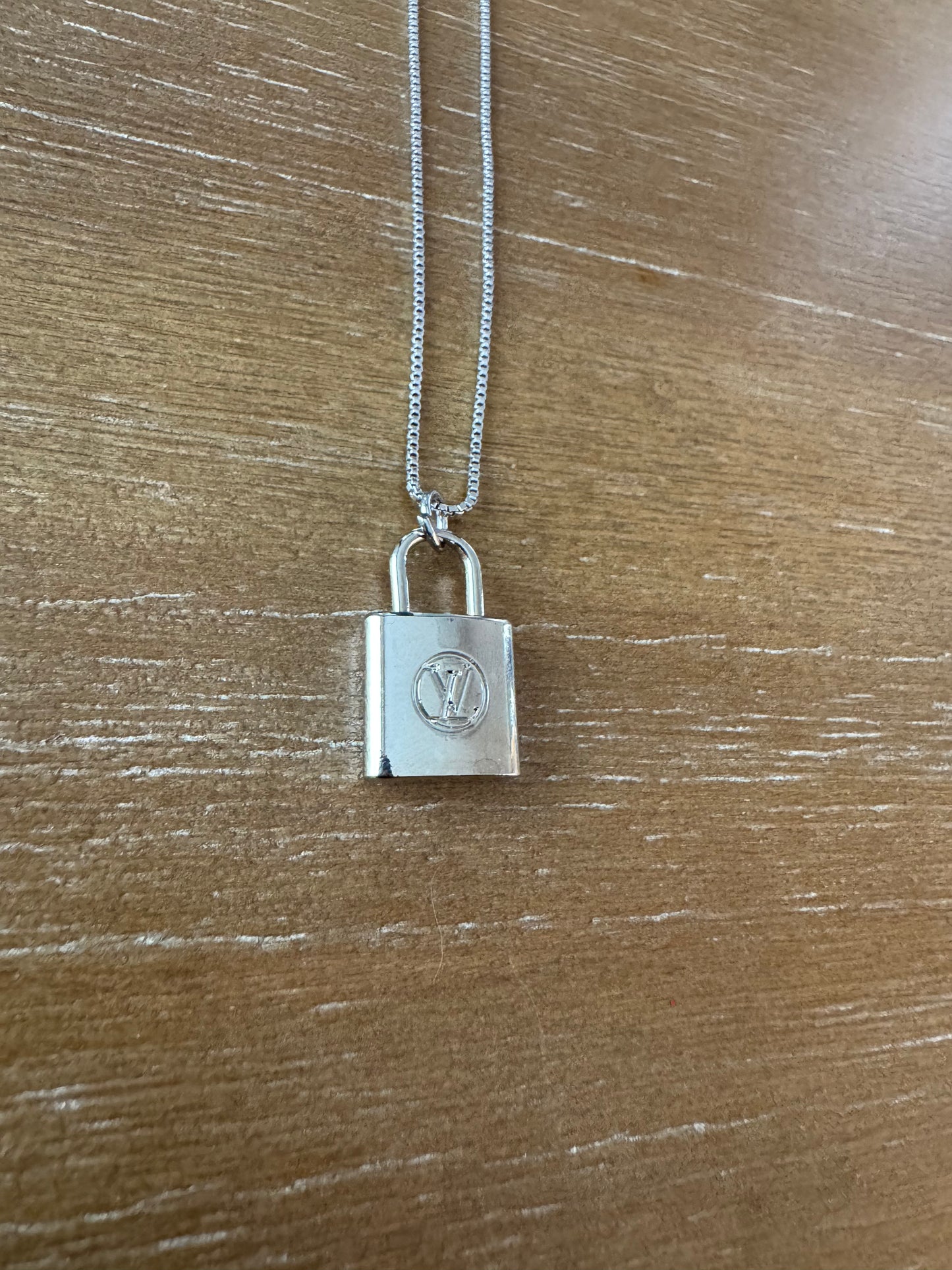 Silver Circle Monogram Lock Necklace