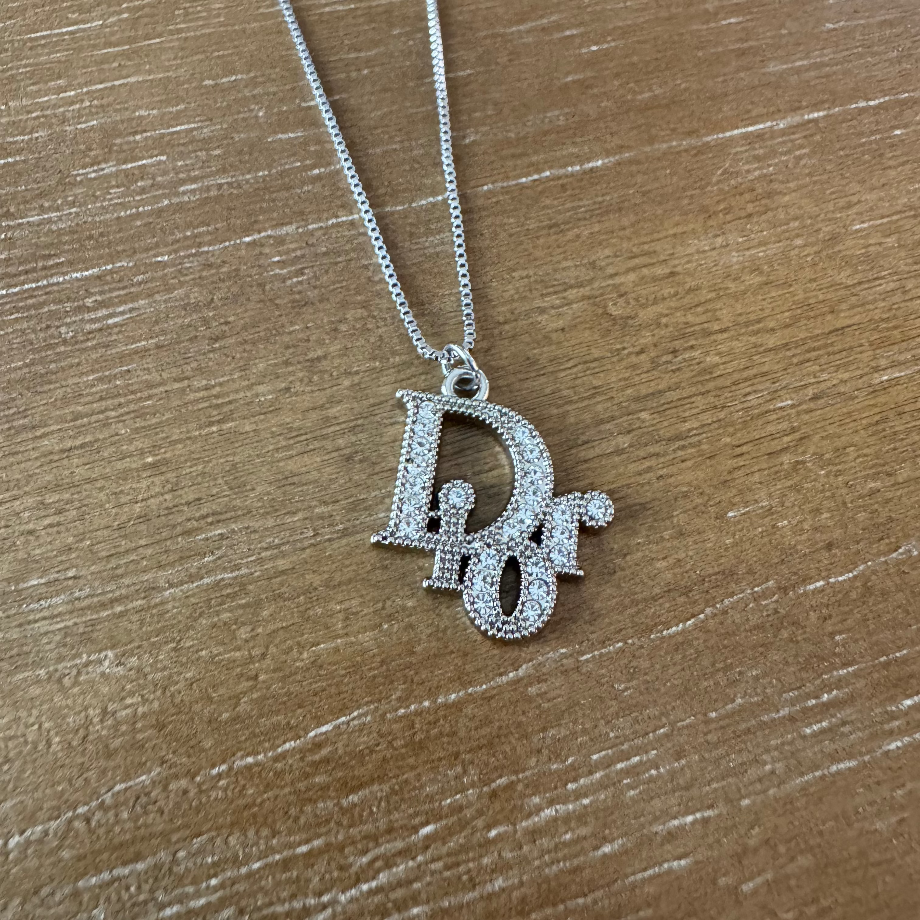 Silver Rhinestone Name Necklace