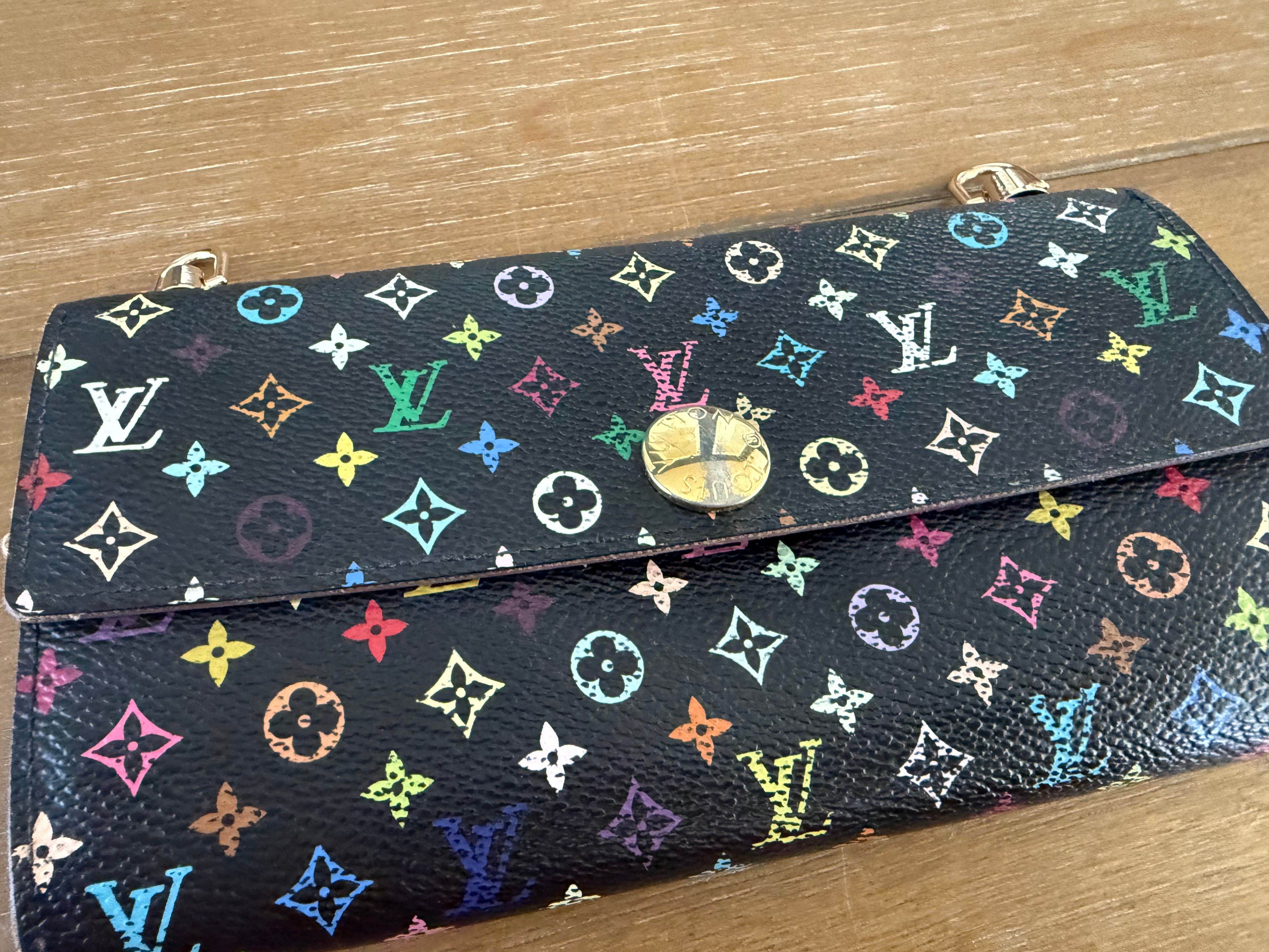 Black and Multi Color Wallet Cross Body