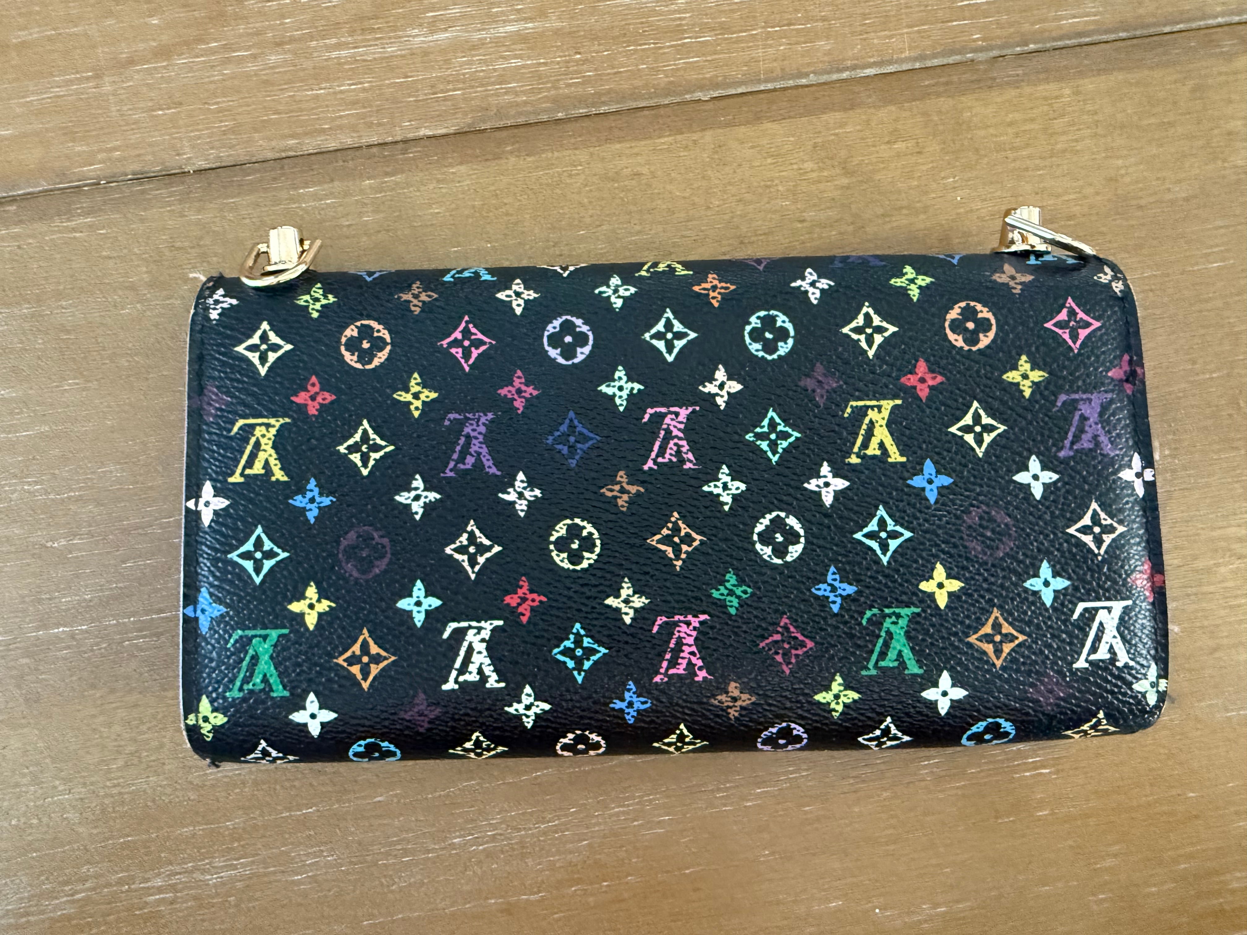 Black and Multi Color Wallet Cross Body