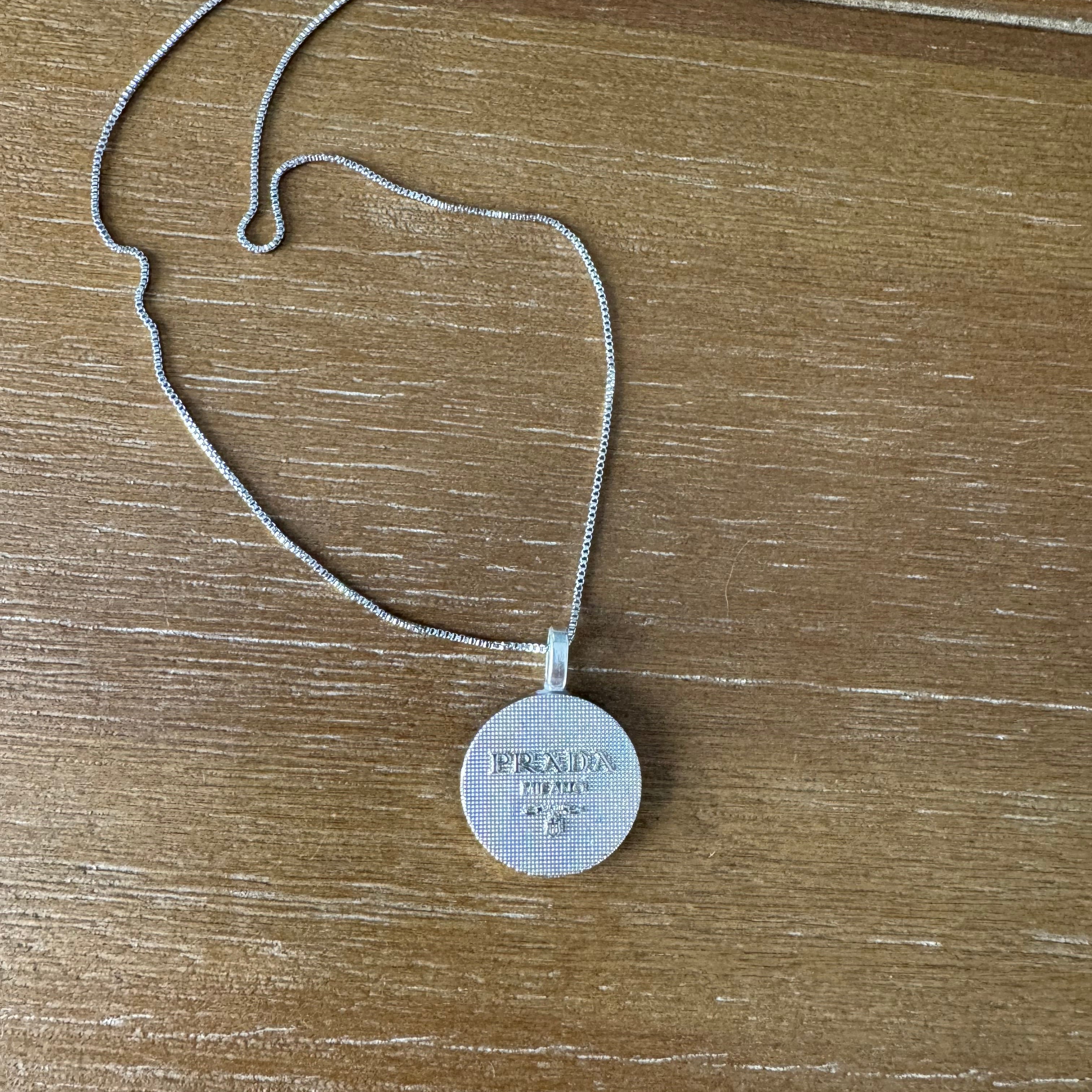 Silver Textured Disc Necklace