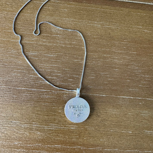 Silver Textured Disc Necklace