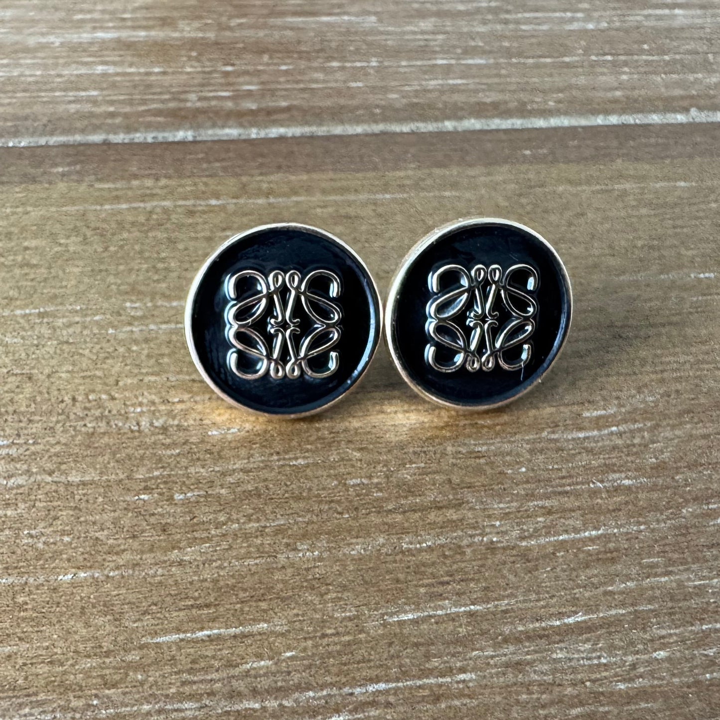 Gold Emblem Stud Earrings