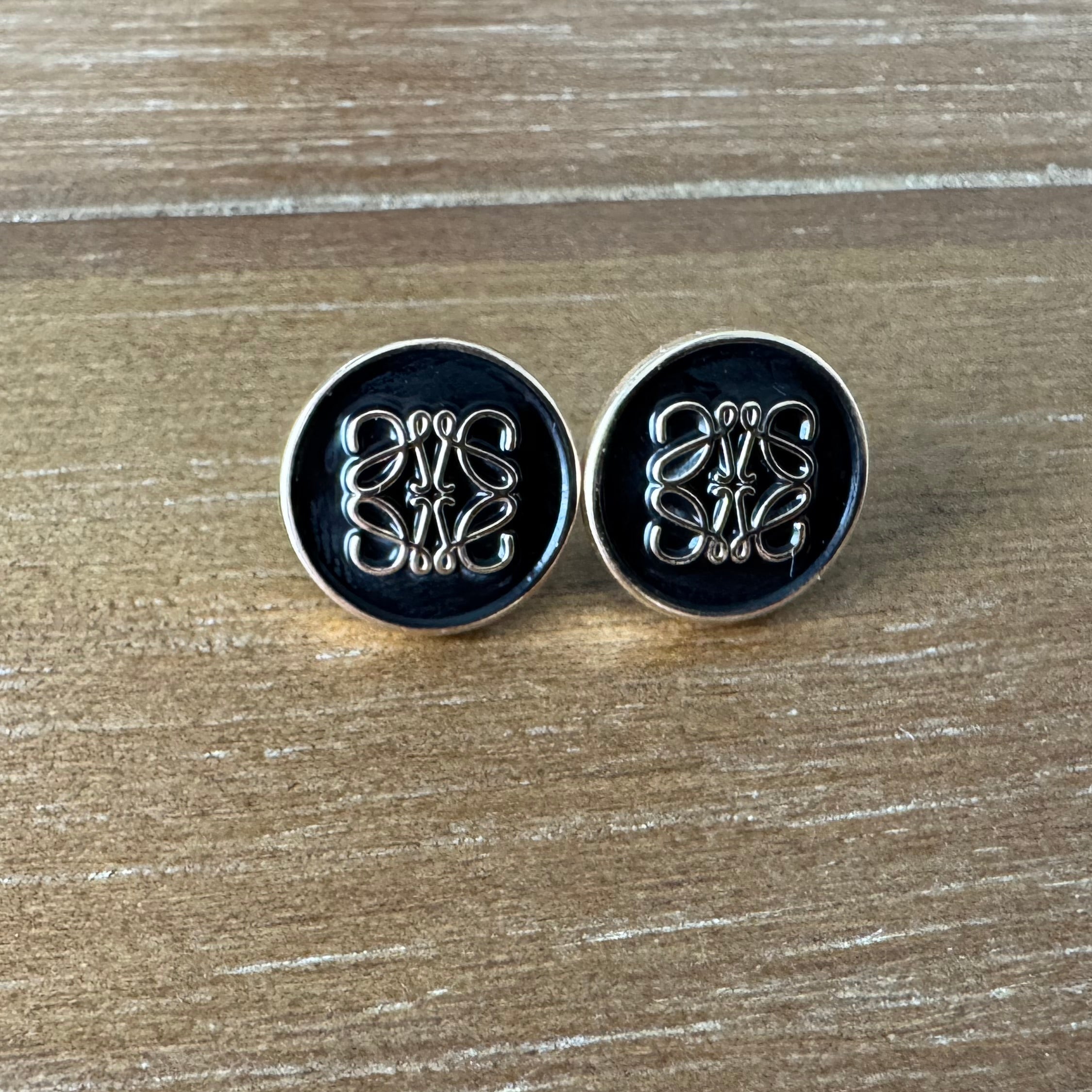 Gold Emblem Stud Earrings