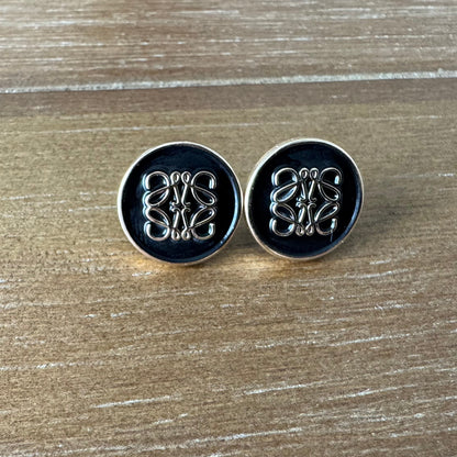 Gold Emblem Stud Earrings