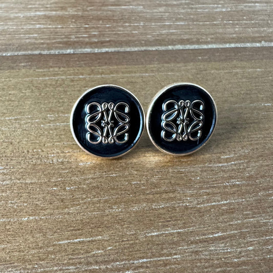 Gold Emblem Stud Earrings